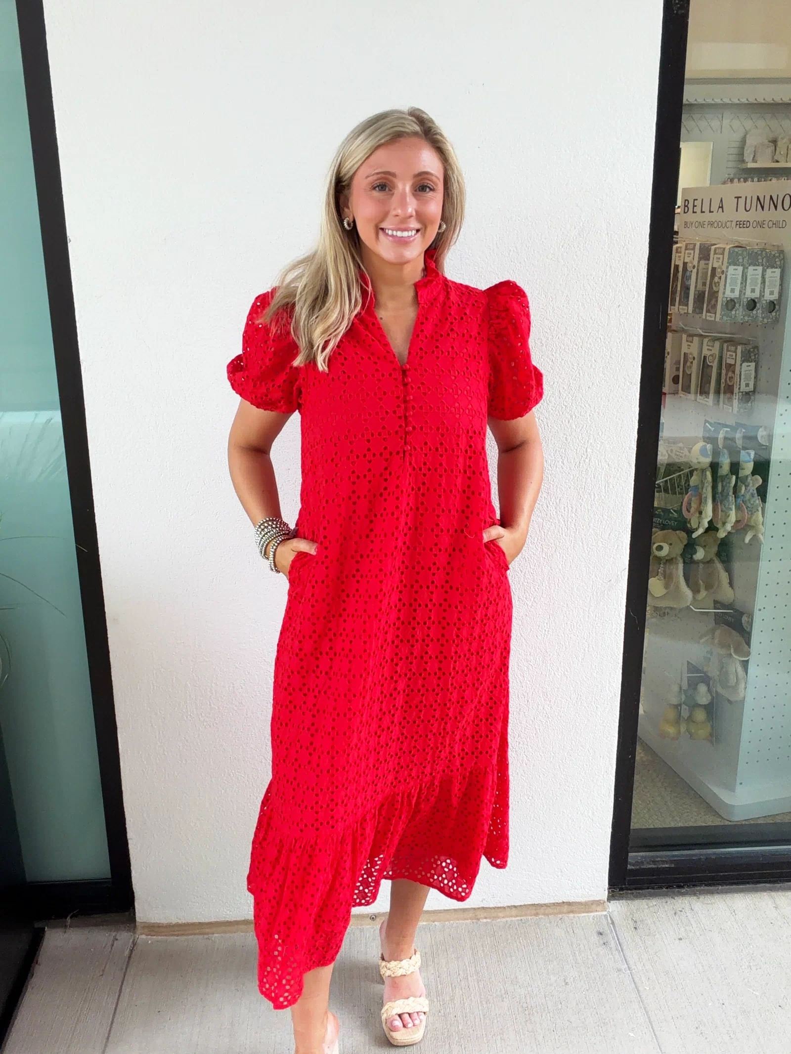 Holland Puff Sleeve Midi Dress