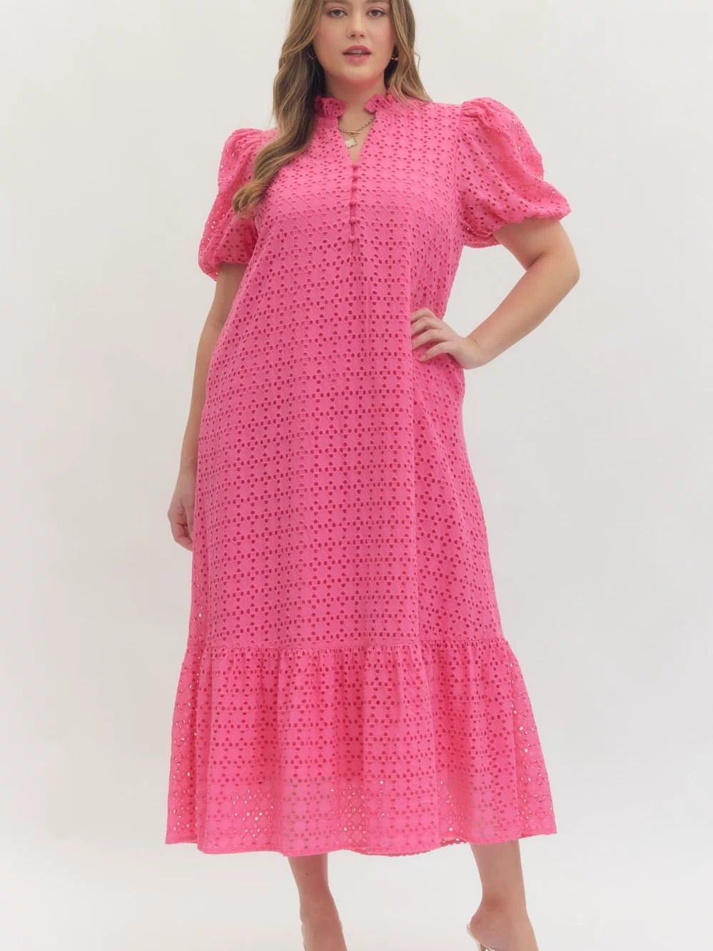 Holland Puff Sleeve Midi Dress