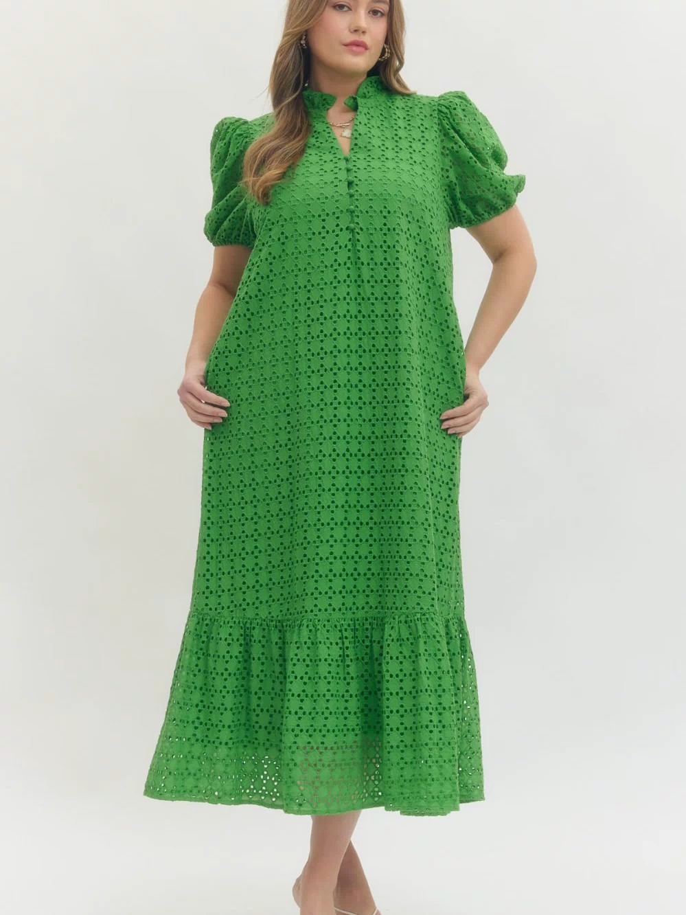 Holland Puff Sleeve Midi Dress