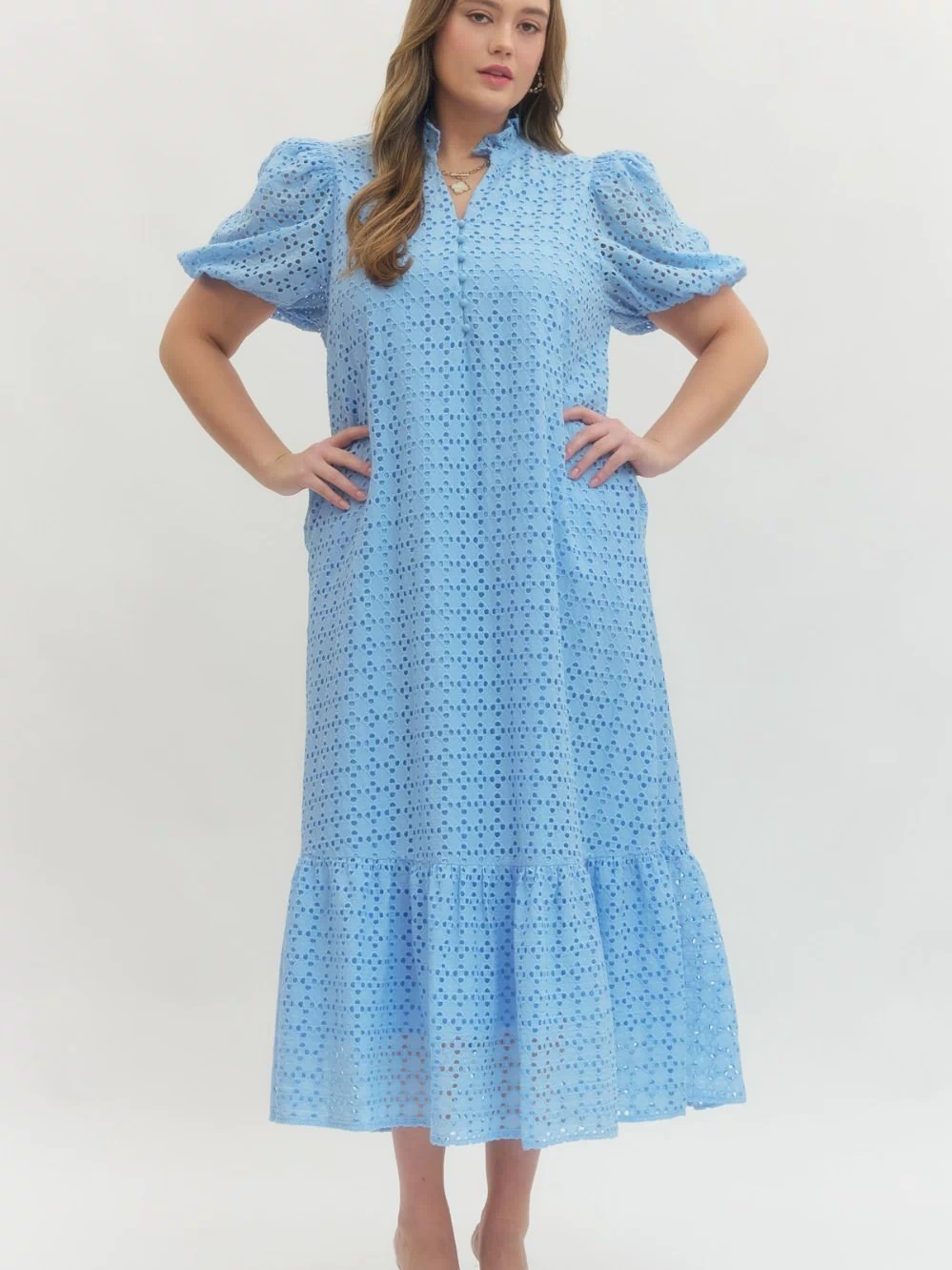 Holland Puff Sleeve Midi Dress