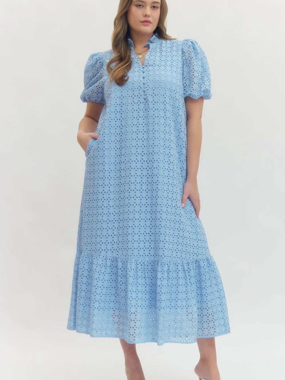 Holland Puff Sleeve Midi Dress