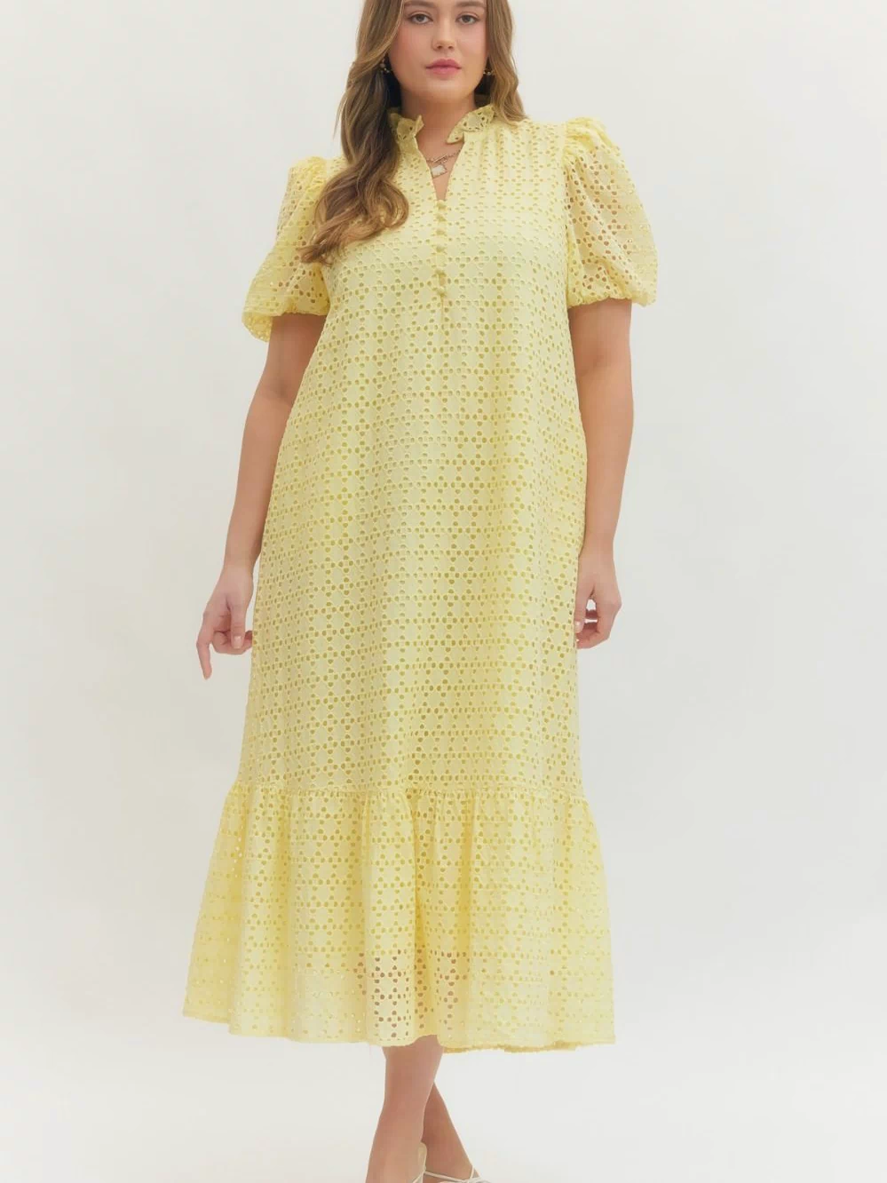 Holland Puff Sleeve Midi Dress