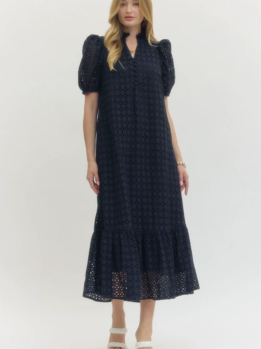 Holland Puff Sleeve Midi Dress