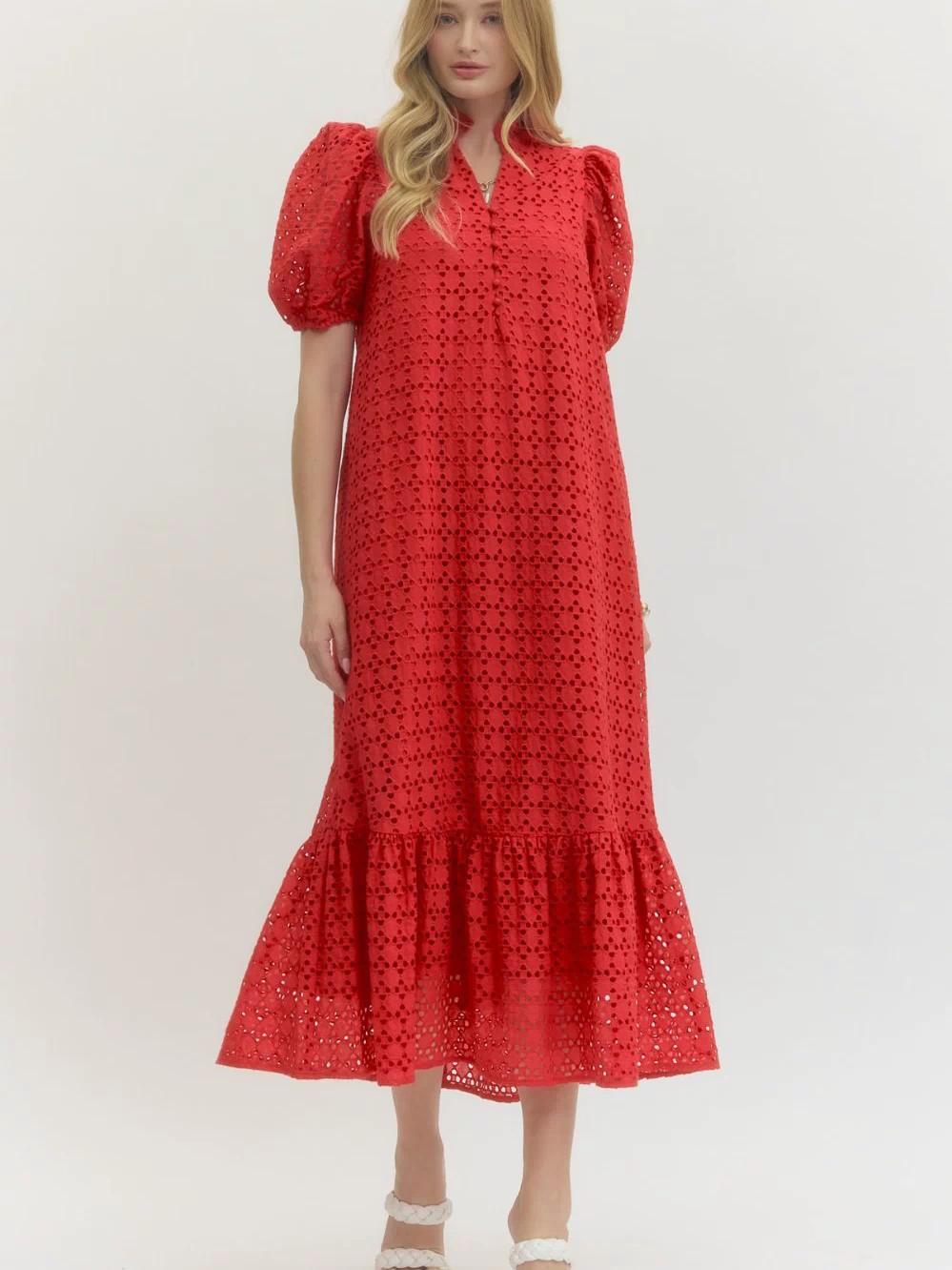 Holland Puff Sleeve Midi Dress