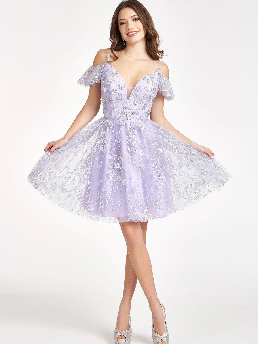 Homecoming Short Off Shoulder Mesh Cocktail Dress - The Dress Outlet