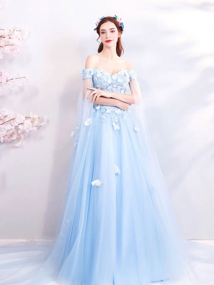 Ice Blue Elsa Style Formal Prom Evening Dress X2007