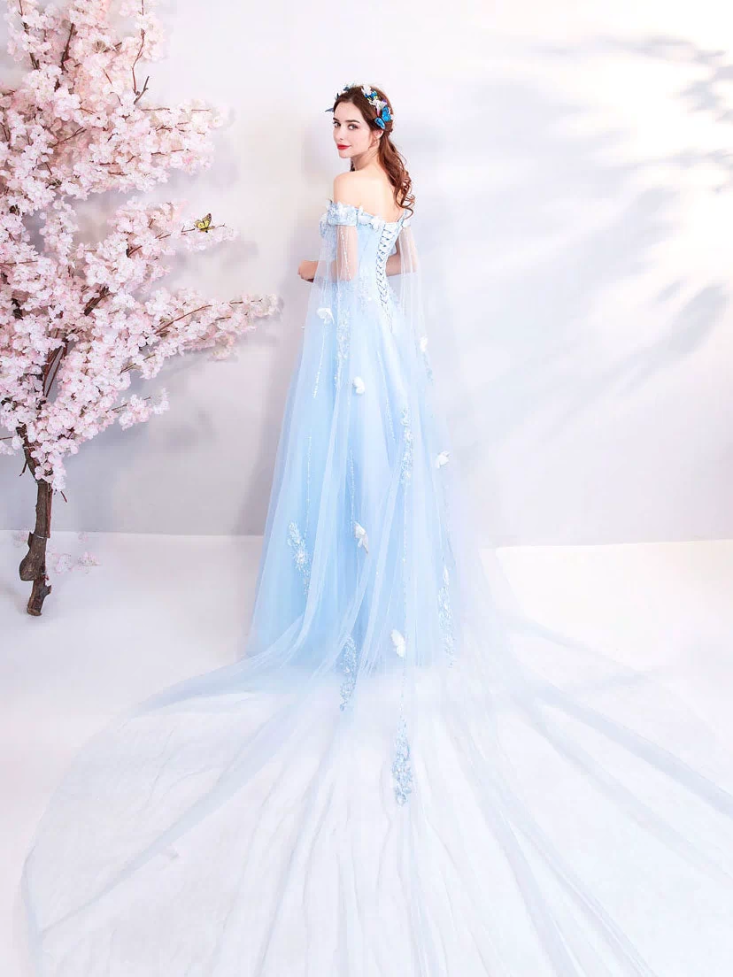 Ice Blue Elsa Style Formal Prom Evening Dress X2007