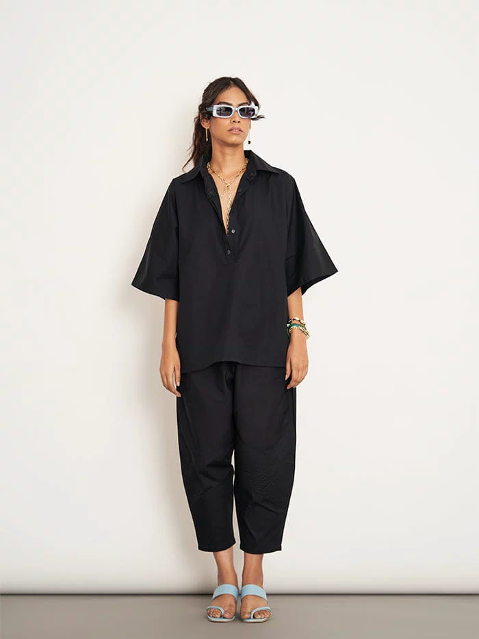 IKIGAI BLACK CO-ORD SET SPACELINES