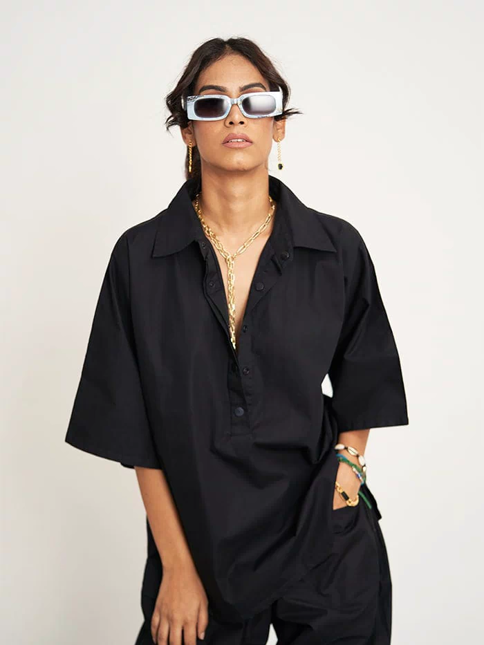 IKIGAI BLACK CO-ORD SET SPACELINES