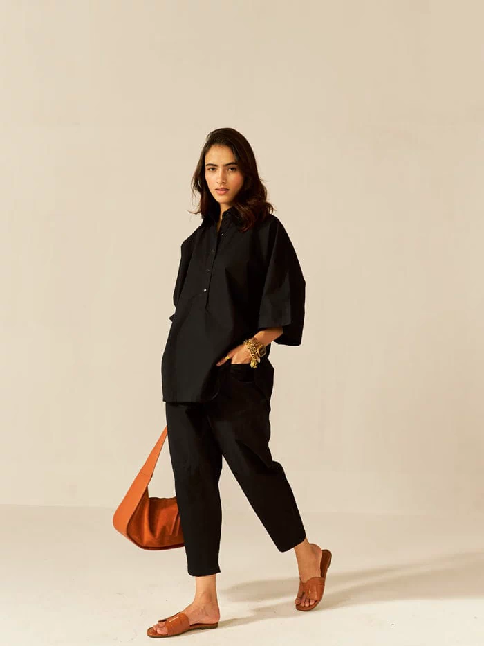 IKIGAI BLACK CO-ORD SET SPACELINES