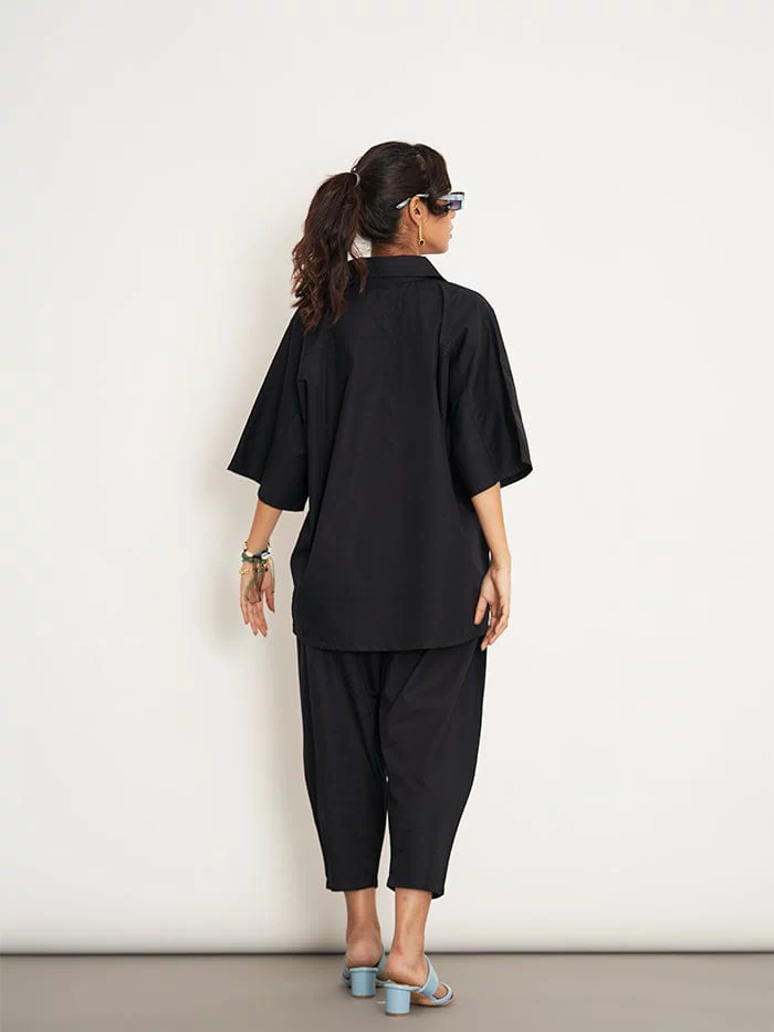 IKIGAI BLACK CO-ORD SET SPACELINES
