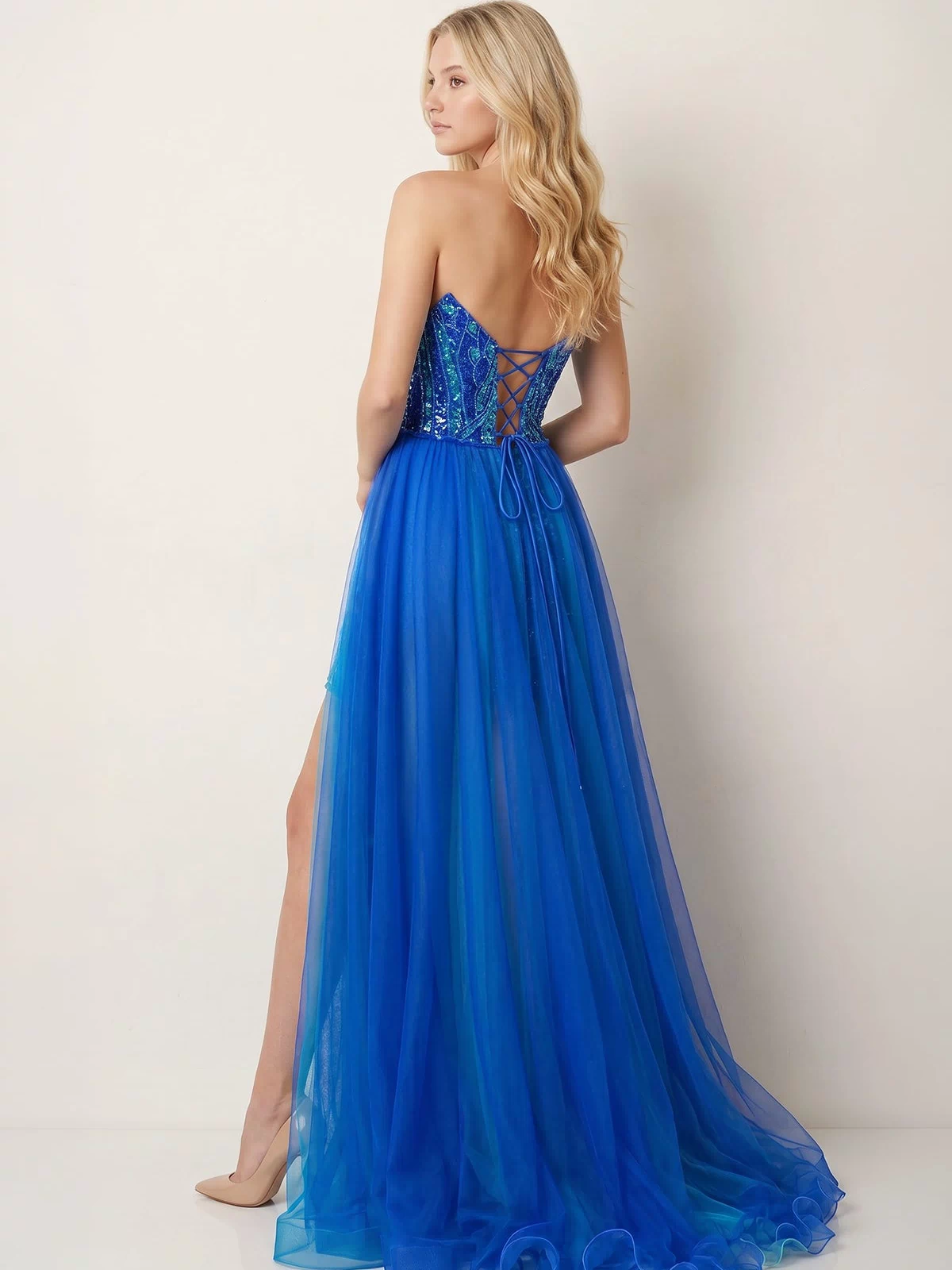 Royal Blue Sheath V Neck Sequined Mini Party Dresses with Train –  KissProm