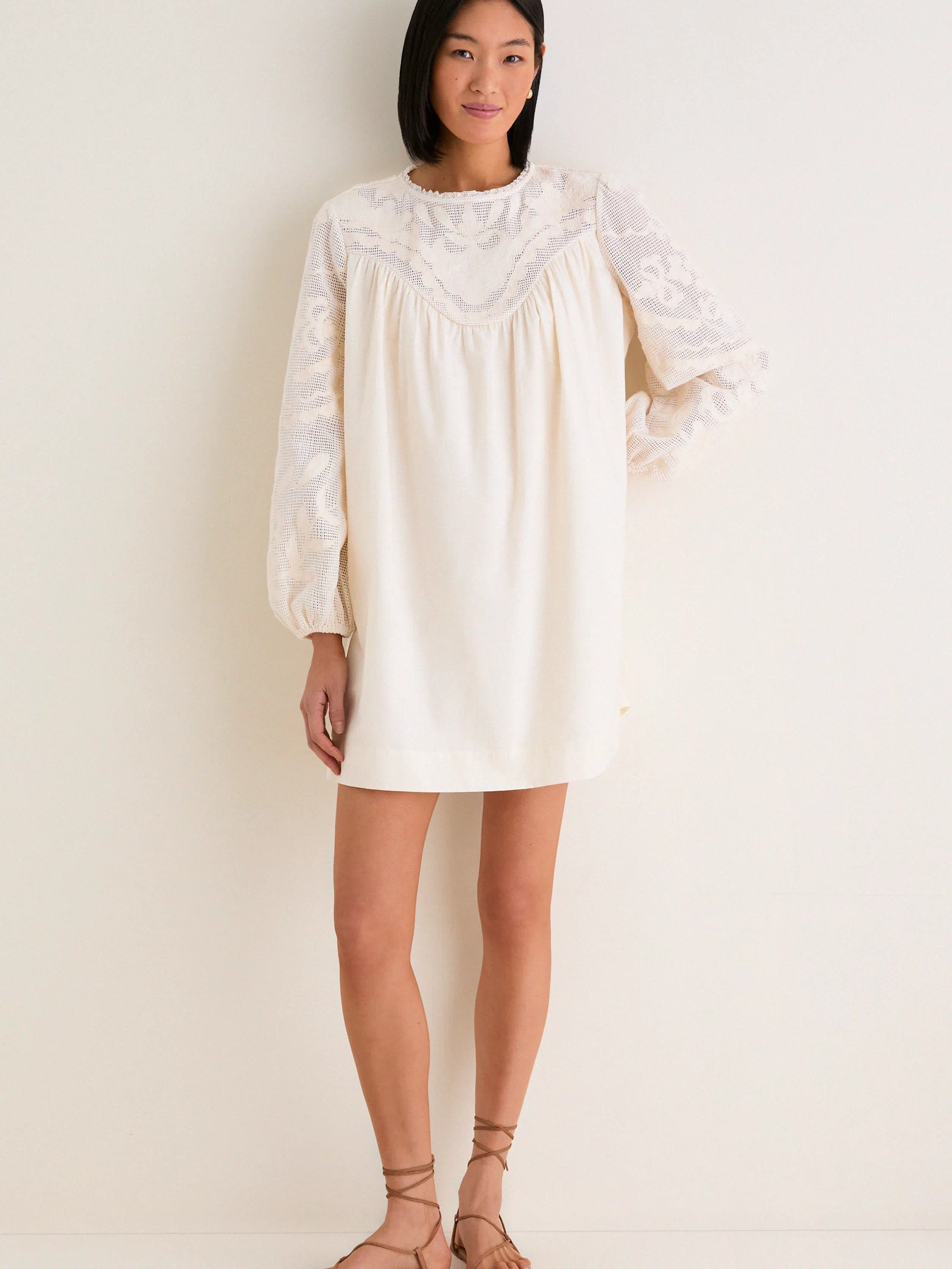 Ivory Patchwork Embroidered Cressida Mini Dress