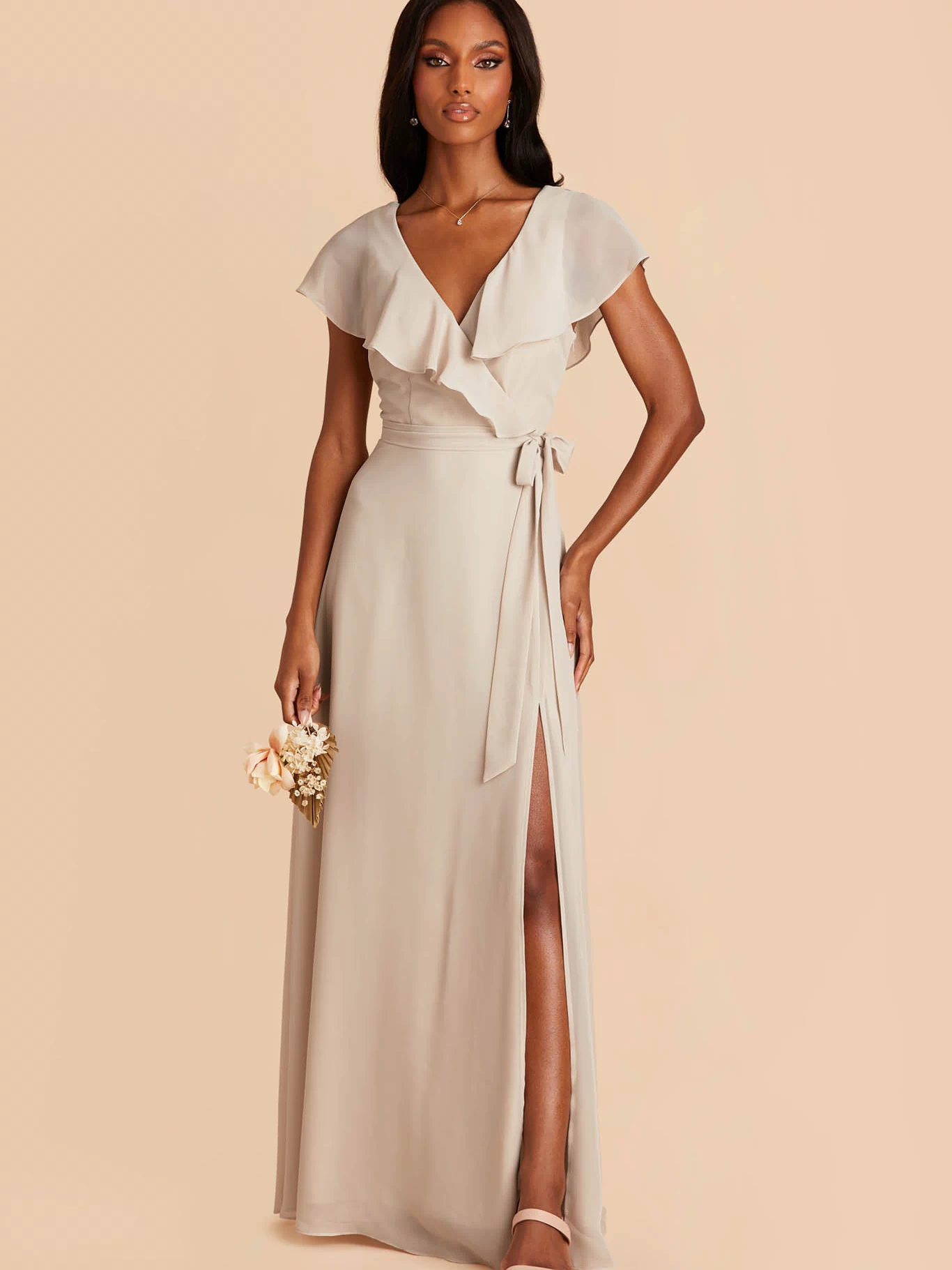 Classic Champagne Jackson Chiffon Dress by Birdy Grey