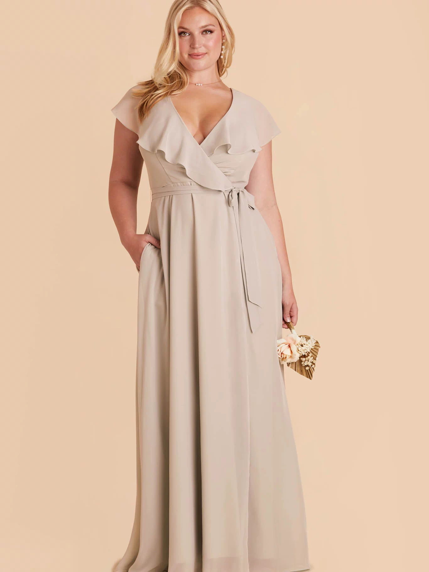 Classic Champagne Jackson Chiffon Dress by Birdy Grey