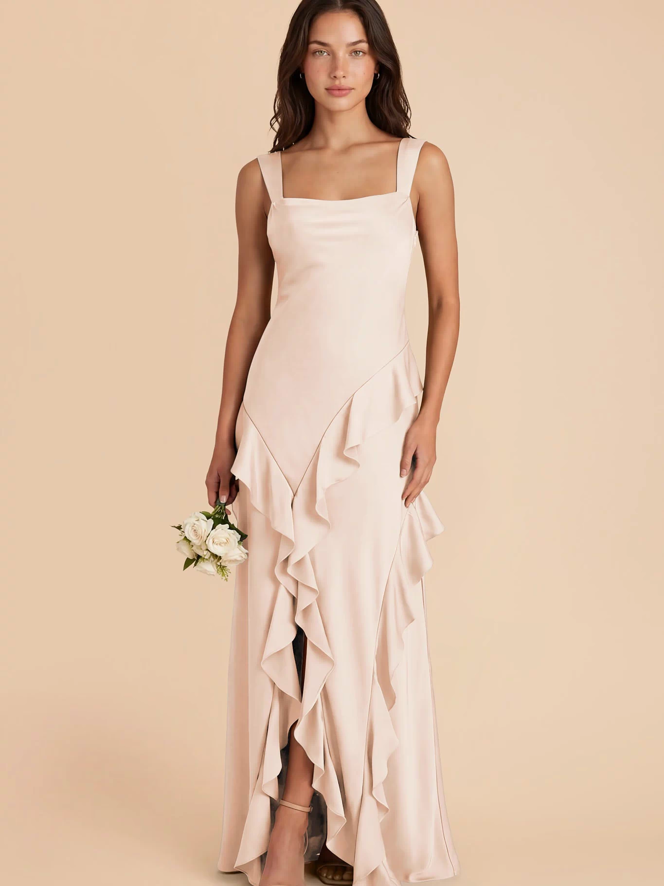 Jana Matte Satin Dress - Champagne
