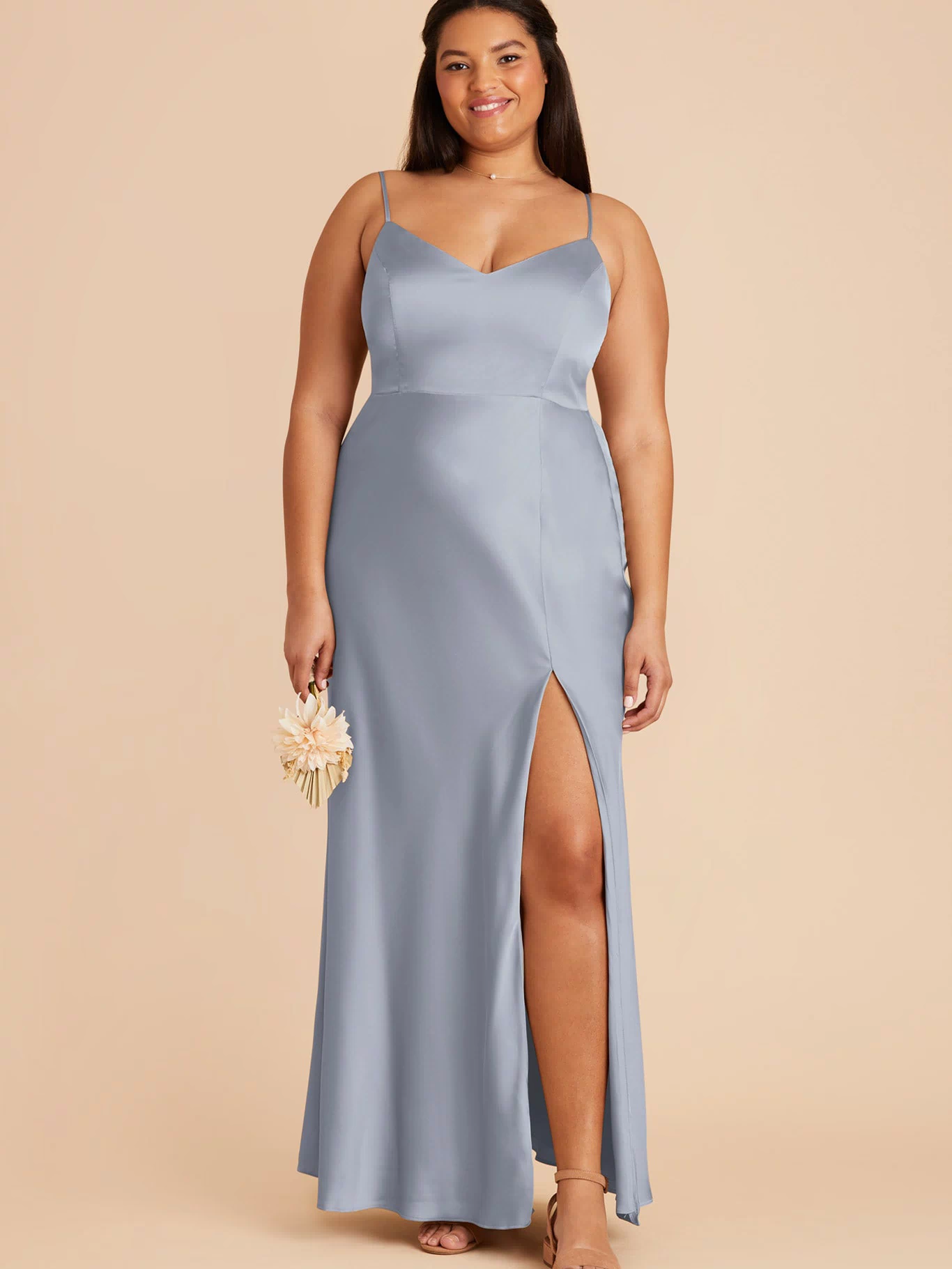 Dusty Blue Jay Matte Satin Dress by Birdy Grey