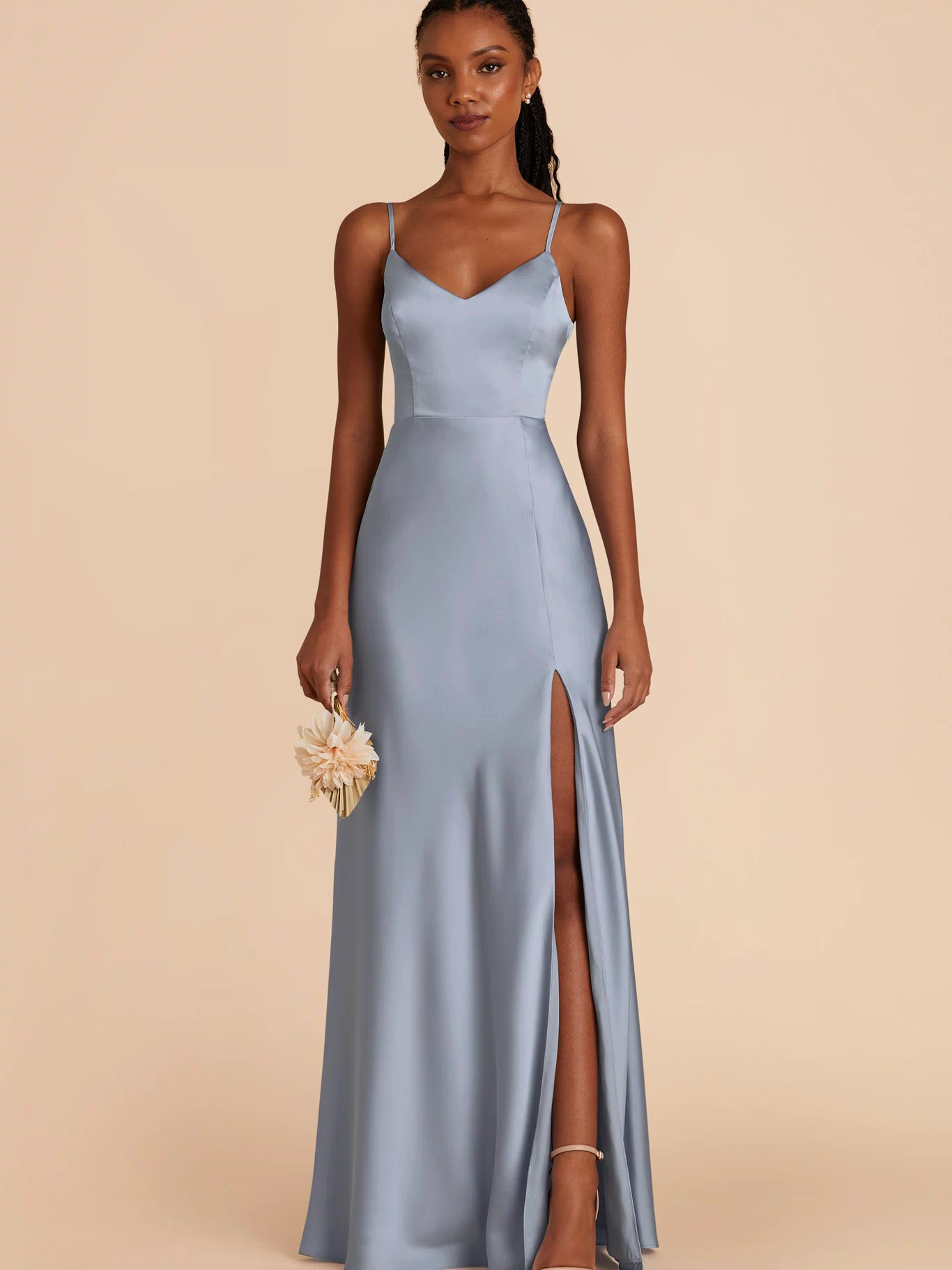 Dusty Blue Jay Matte Satin Dress by Birdy Grey