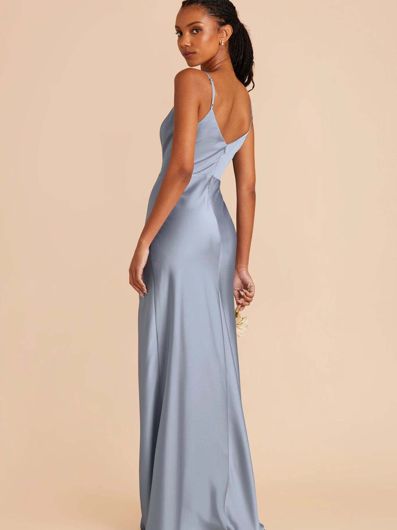 Dusty Blue Jay Matte Satin Dress by Birdy Grey