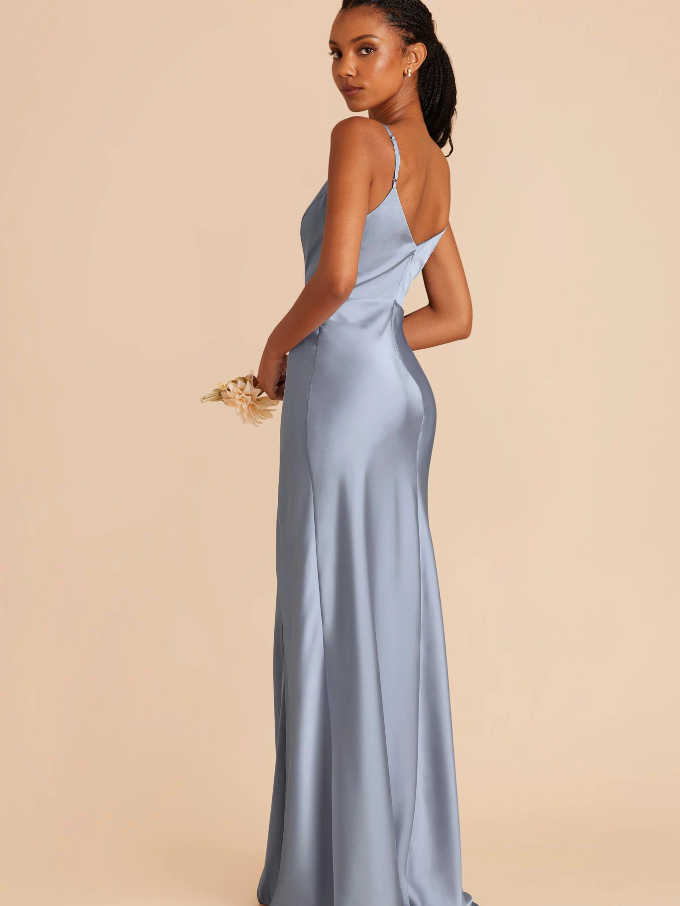 Dusty Blue Jay Matte Satin Dress by Birdy Grey