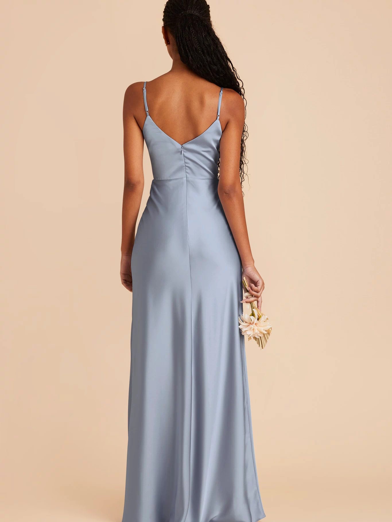 Dusty Blue Jay Matte Satin Dress by Birdy Grey