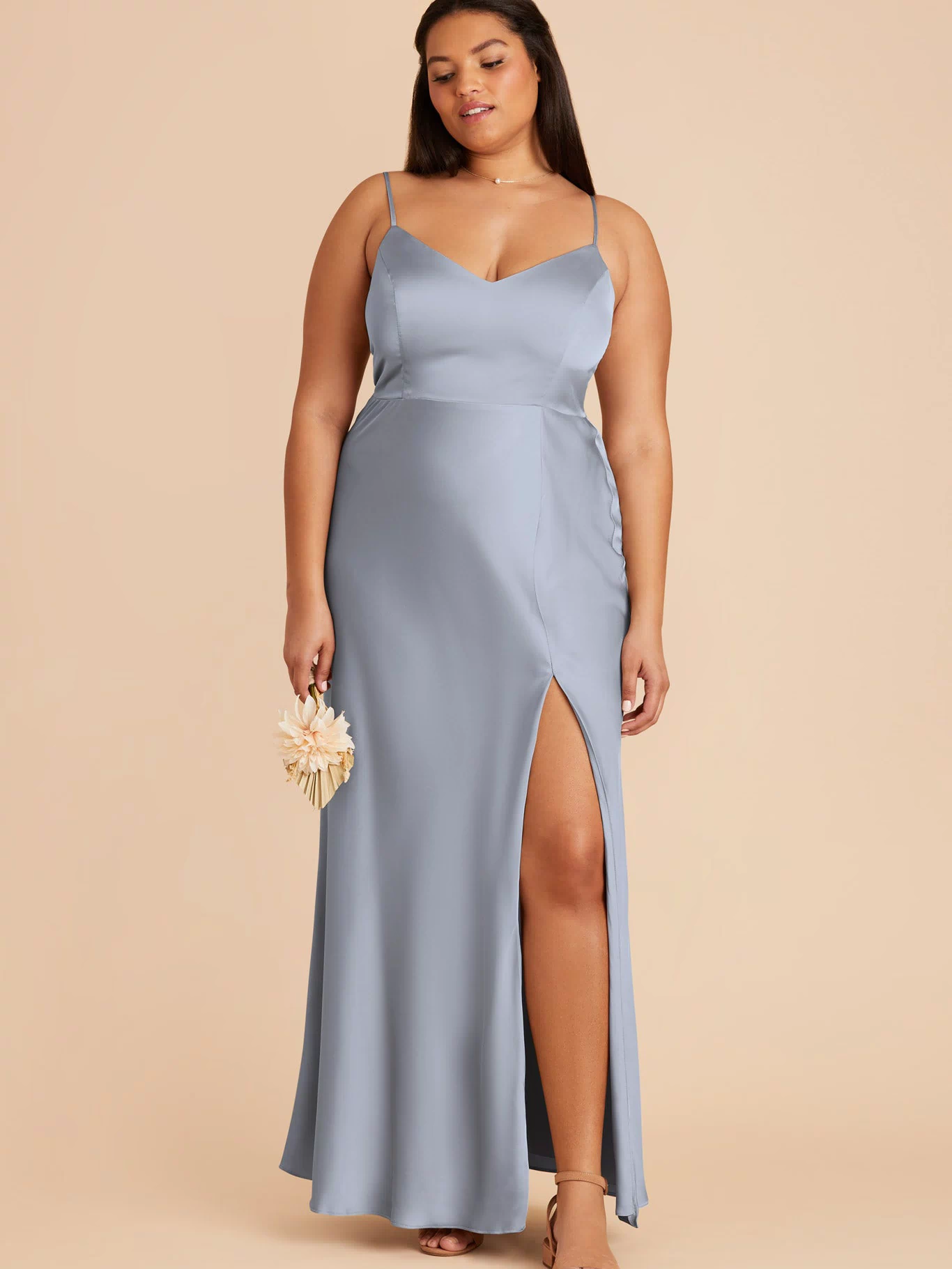 Dusty Blue Jay Matte Satin Dress by Birdy Grey