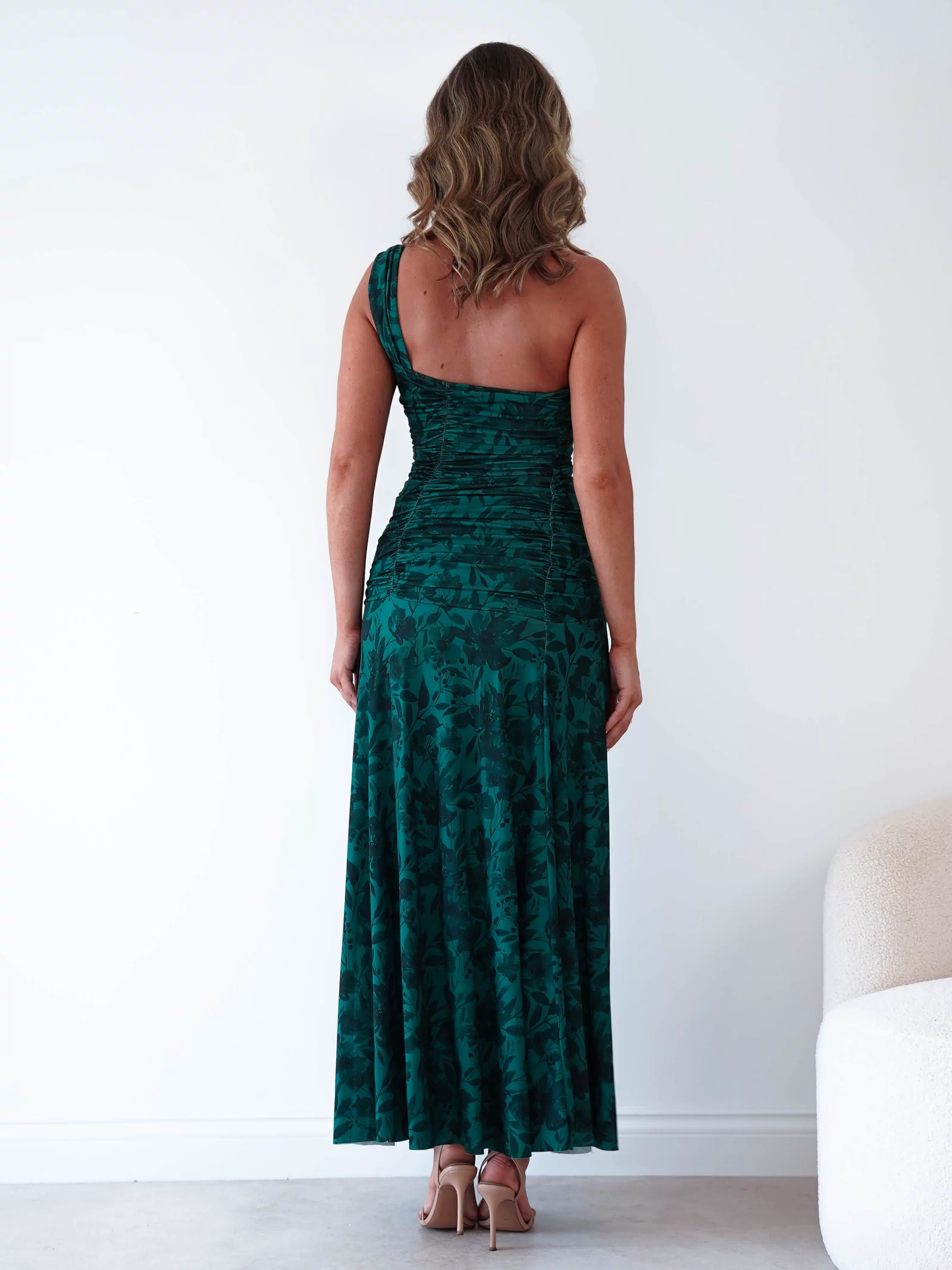 Jessie Floral Print Ruched Maxi Dress | Green-Oh Hello Clothing