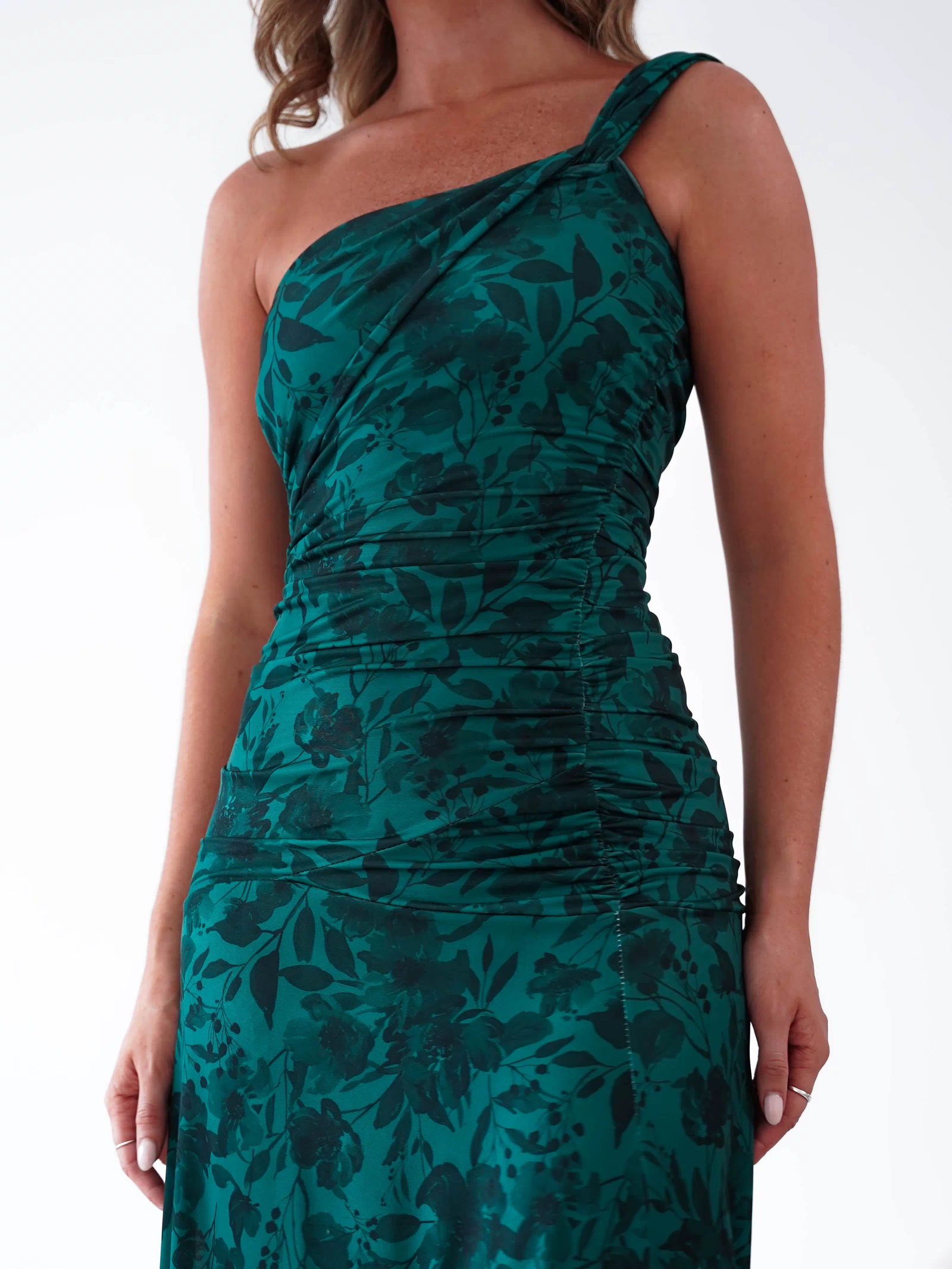 Jessie Floral Print Ruched Maxi Dress | Green-Oh Hello Clothing