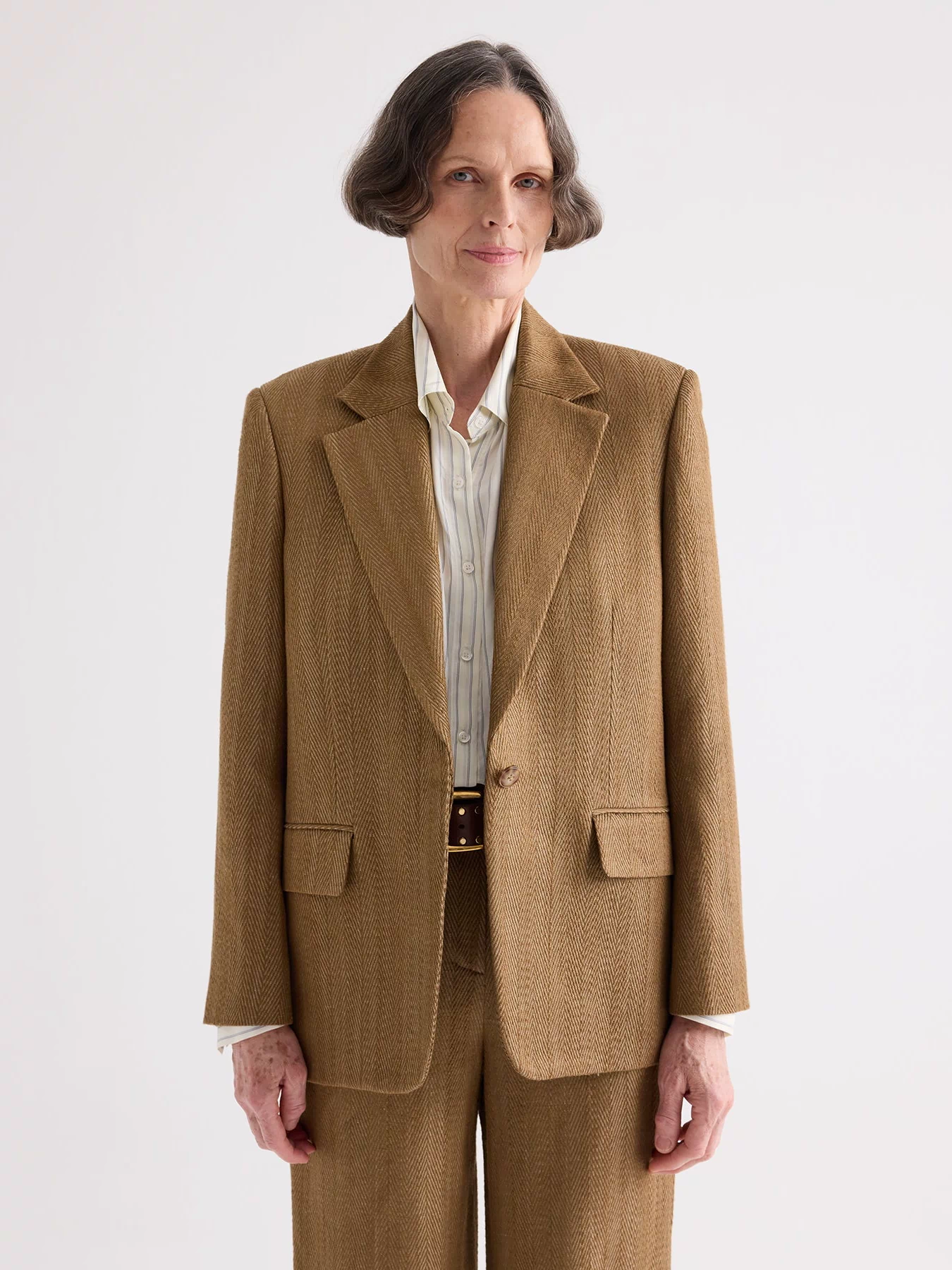 Jillian Blazer in Novel Herringbone Linen