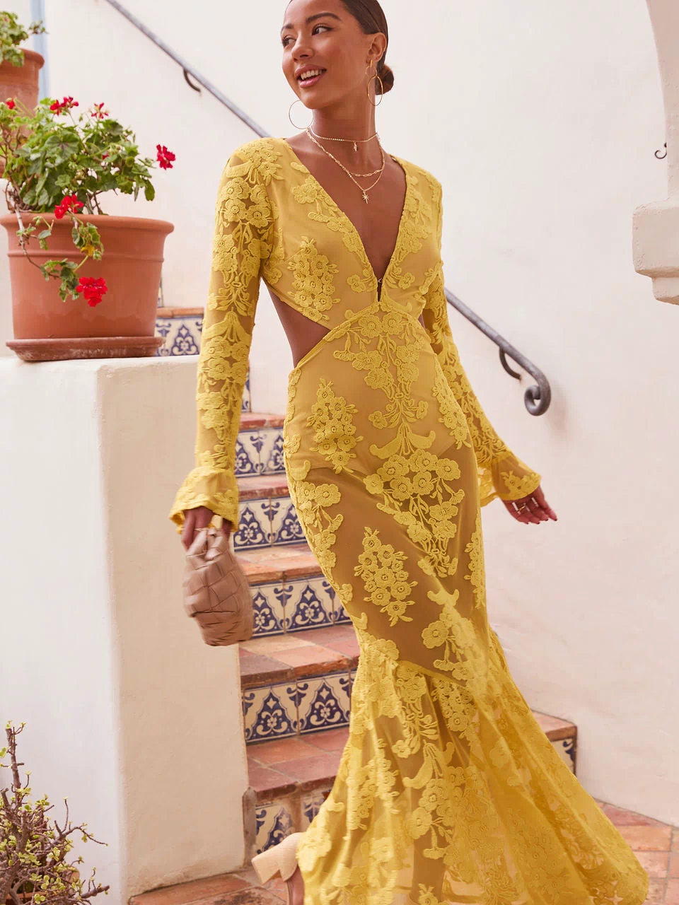 Jodie Cut Out Mesh Maxi Dress