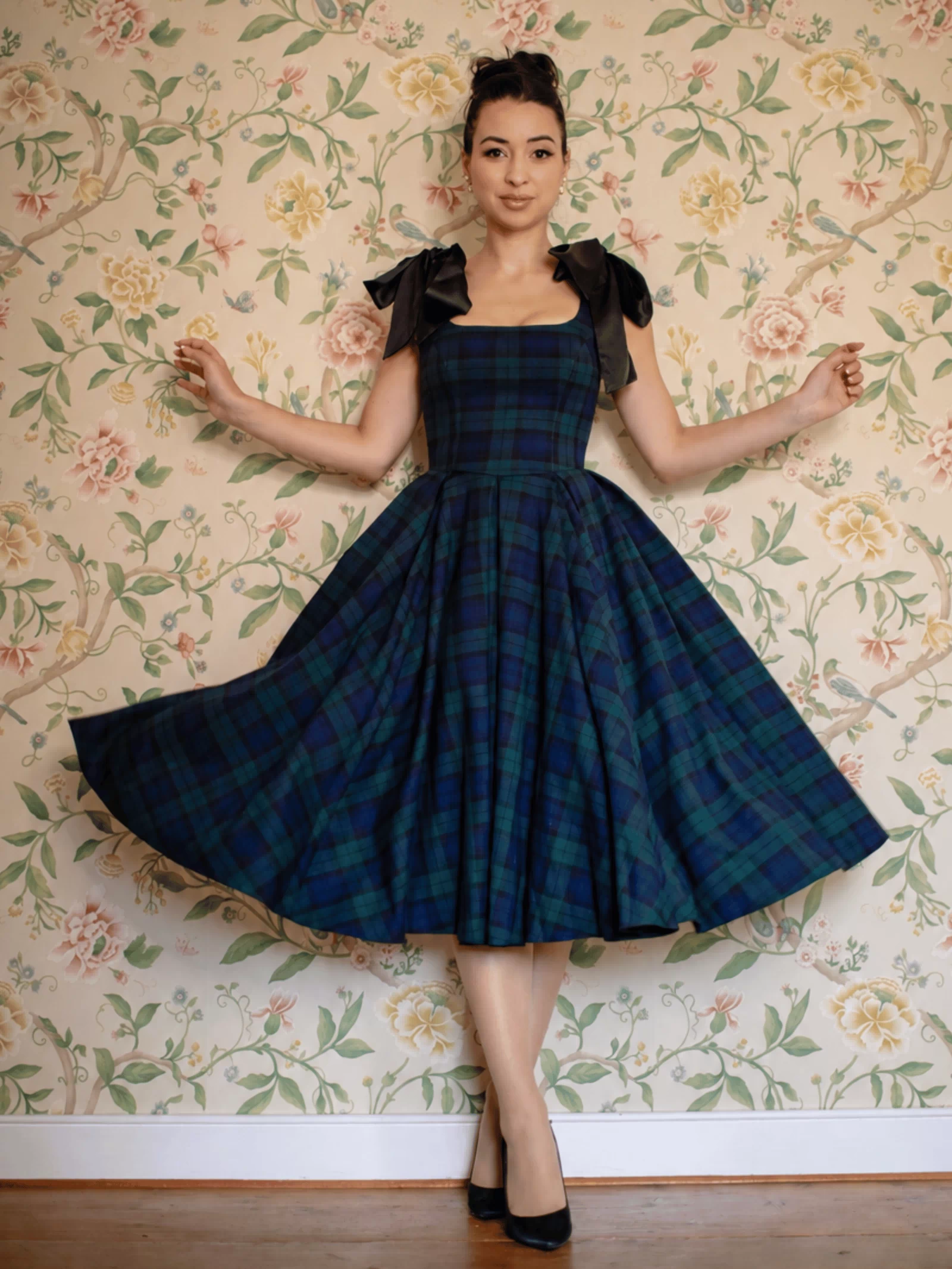 Josephine Tartan Midi Dress