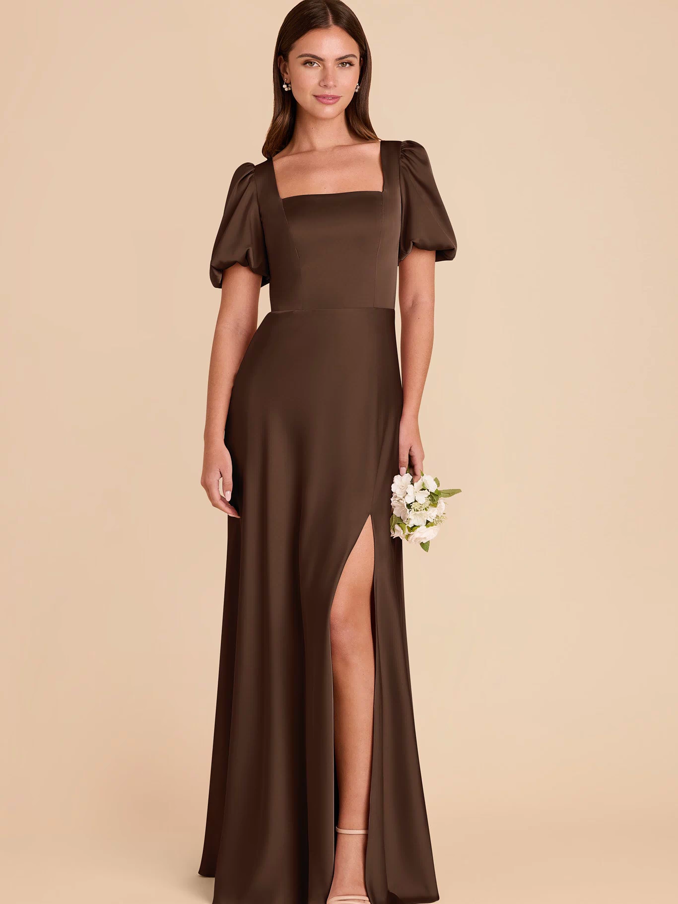 Judy Matte Satin Dress - Espresso