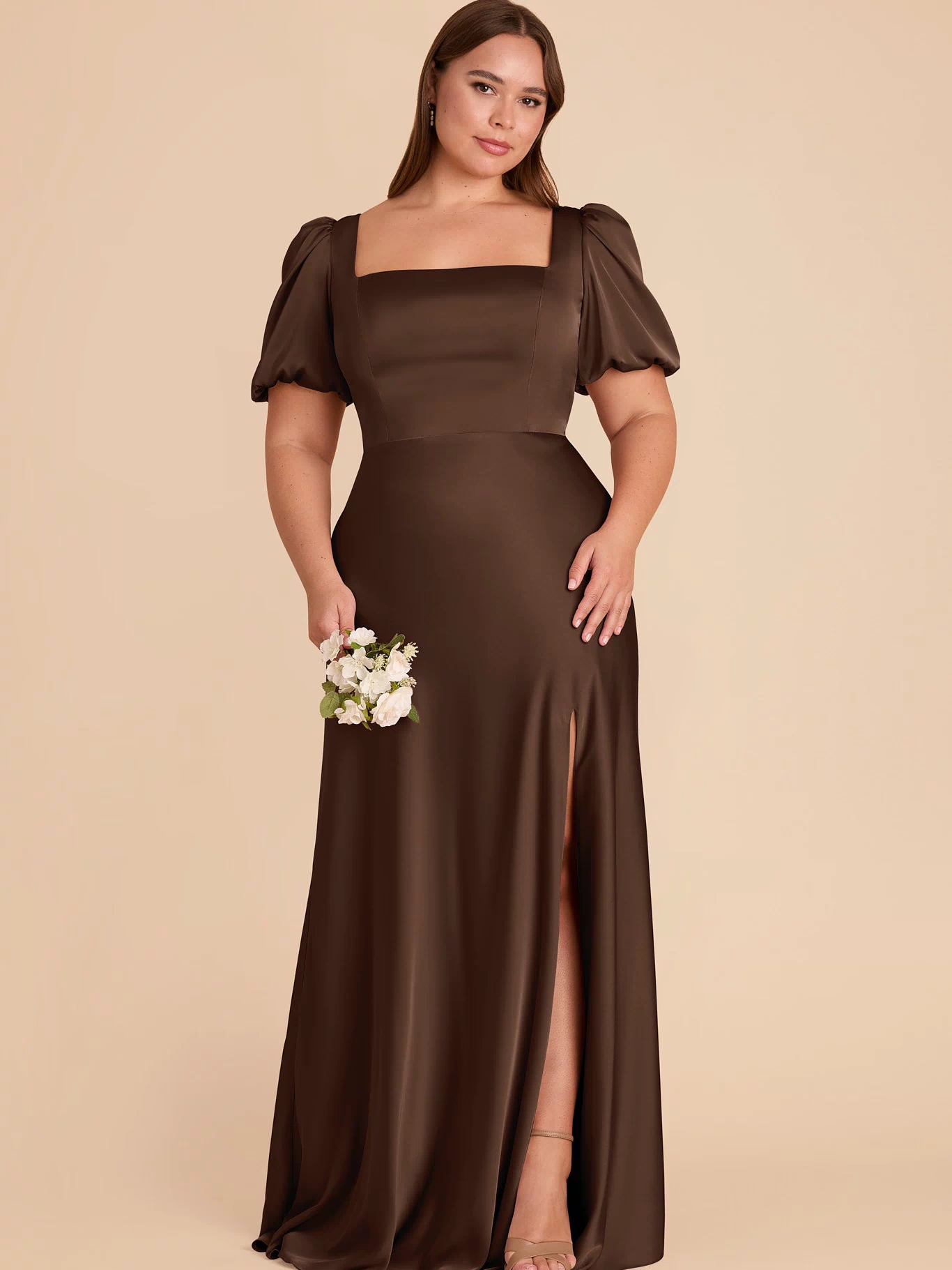 Judy Matte Satin Dress - Espresso 3X / ESPRESSO / Rush Production