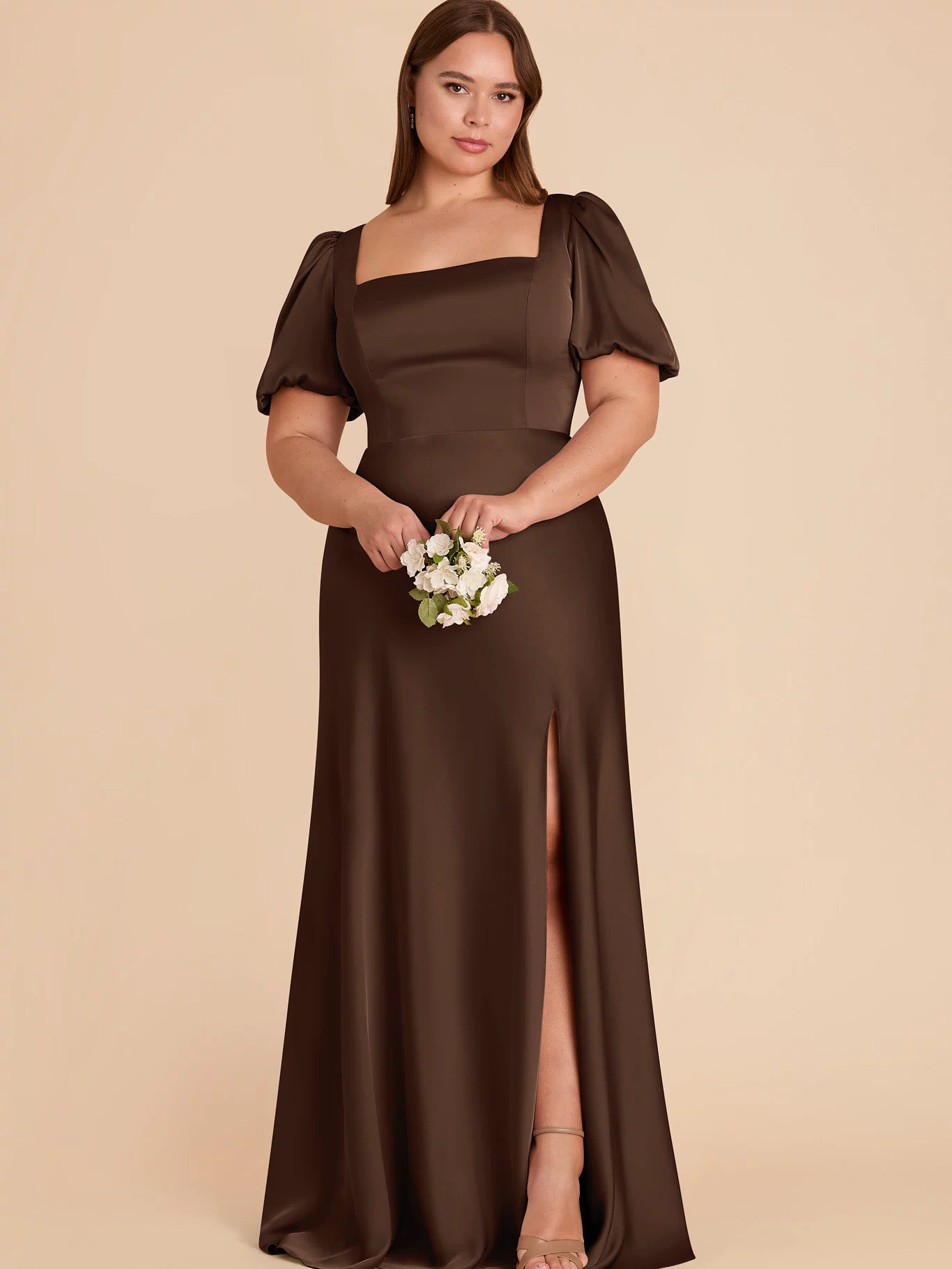 Judy Matte Satin Dress - Espresso 3X / ESPRESSO / Rush Production