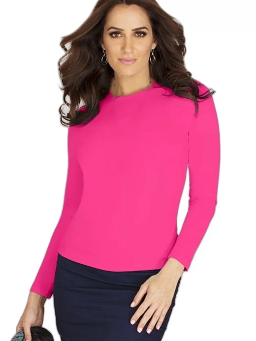 Juliet Jewel Neck Long Sleeve Top in Bougainvillea — JudyP Apparel