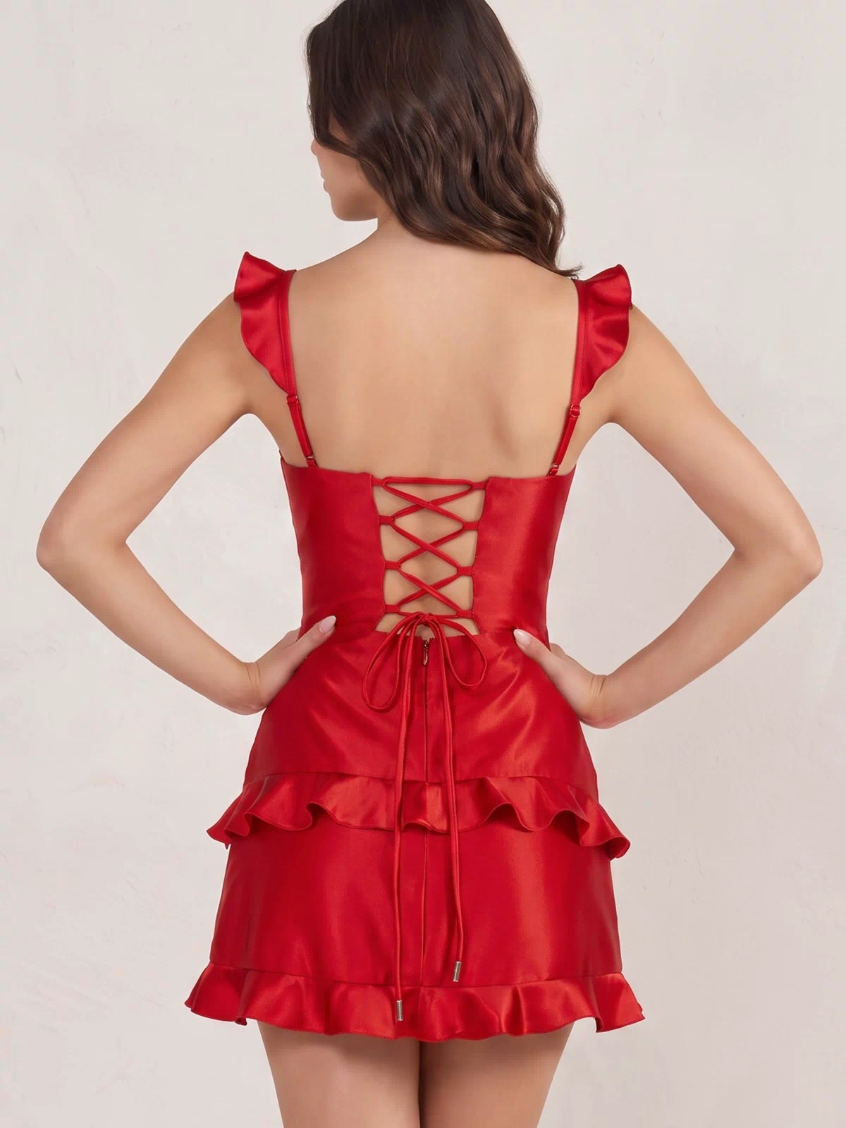 Red Sweetheart Satin Ruffles Short Homecoming Dresses (2) | KISSPROM