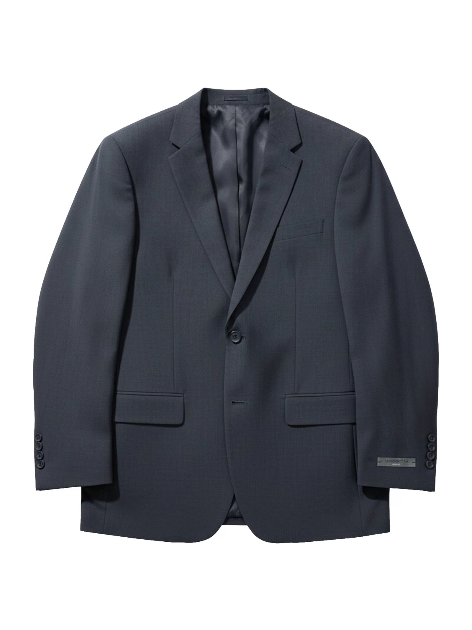 The Karako Men Mens Charcoal Suit is a dark gray prom jacket with notch lapels, two buttons, front flap pockets, and a chest pocket, shown on a white background.
