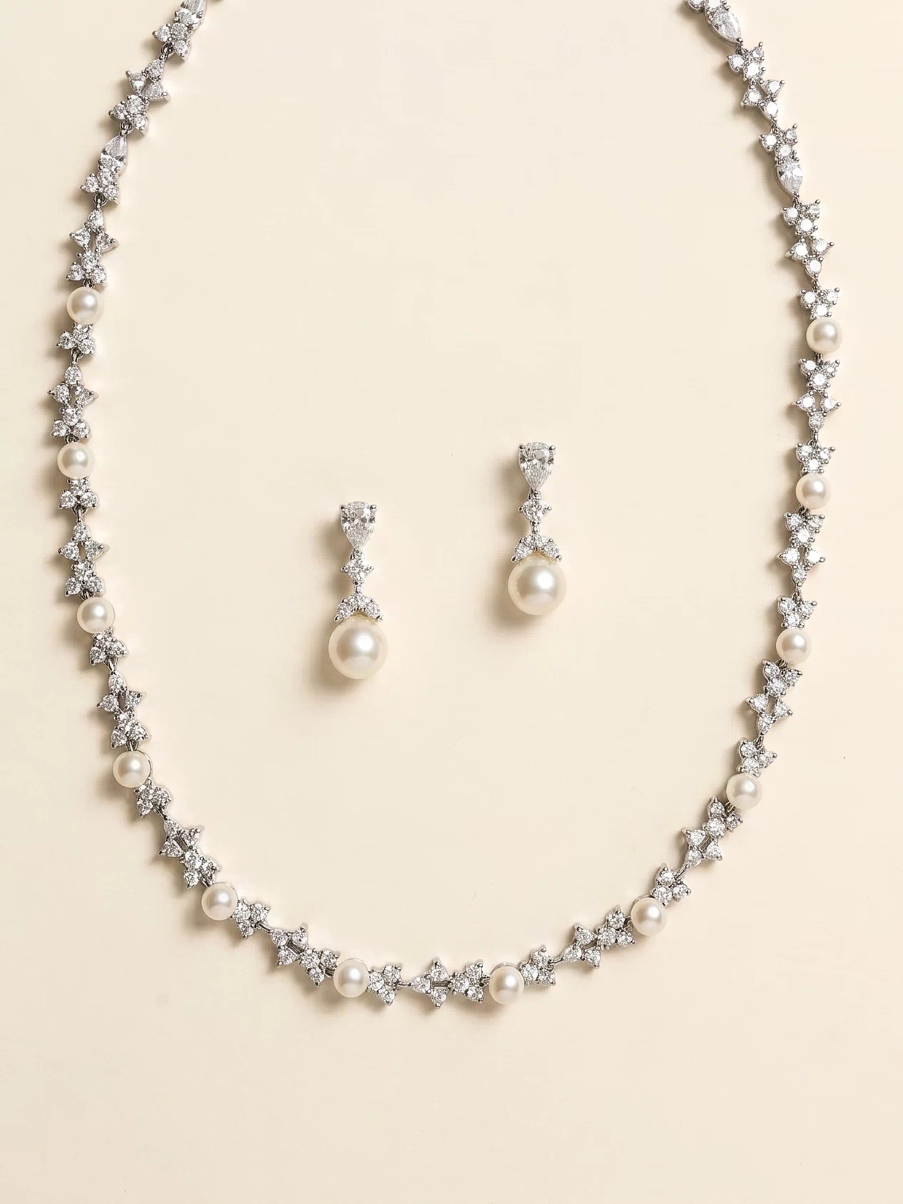 Kathy Full Bridal Jewelry Set – CZ & Pearl Wedding Jewelry