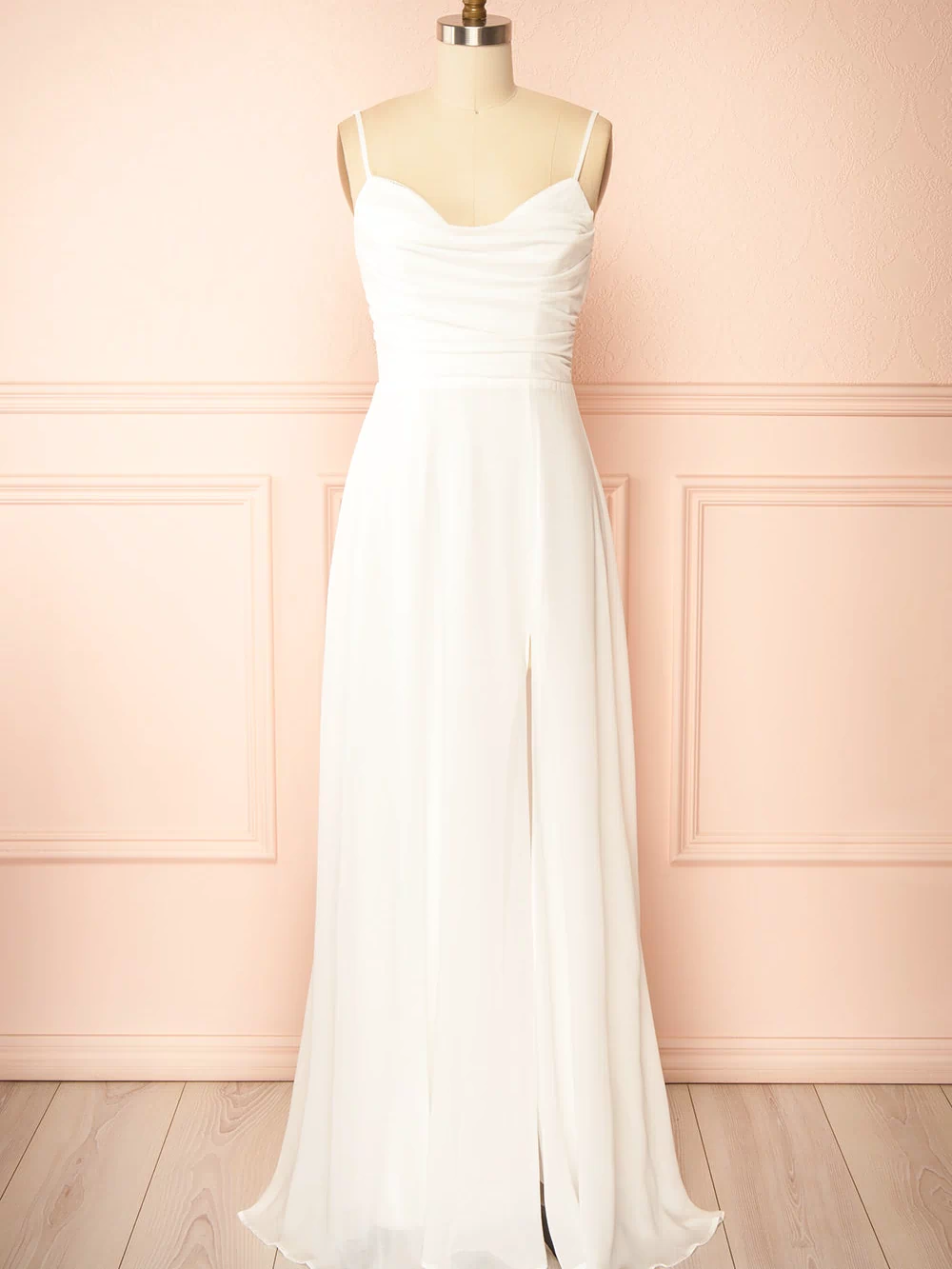 Khiara White | A-Line Maxi Wedding Dress with Lace