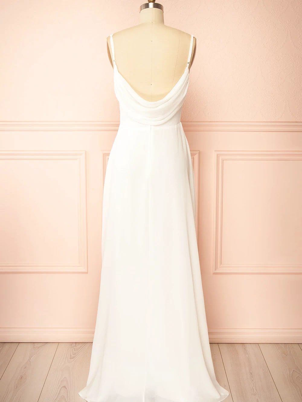 Khiara White A-Line Maxi Dress with Lace | Boudoir 1861 side view