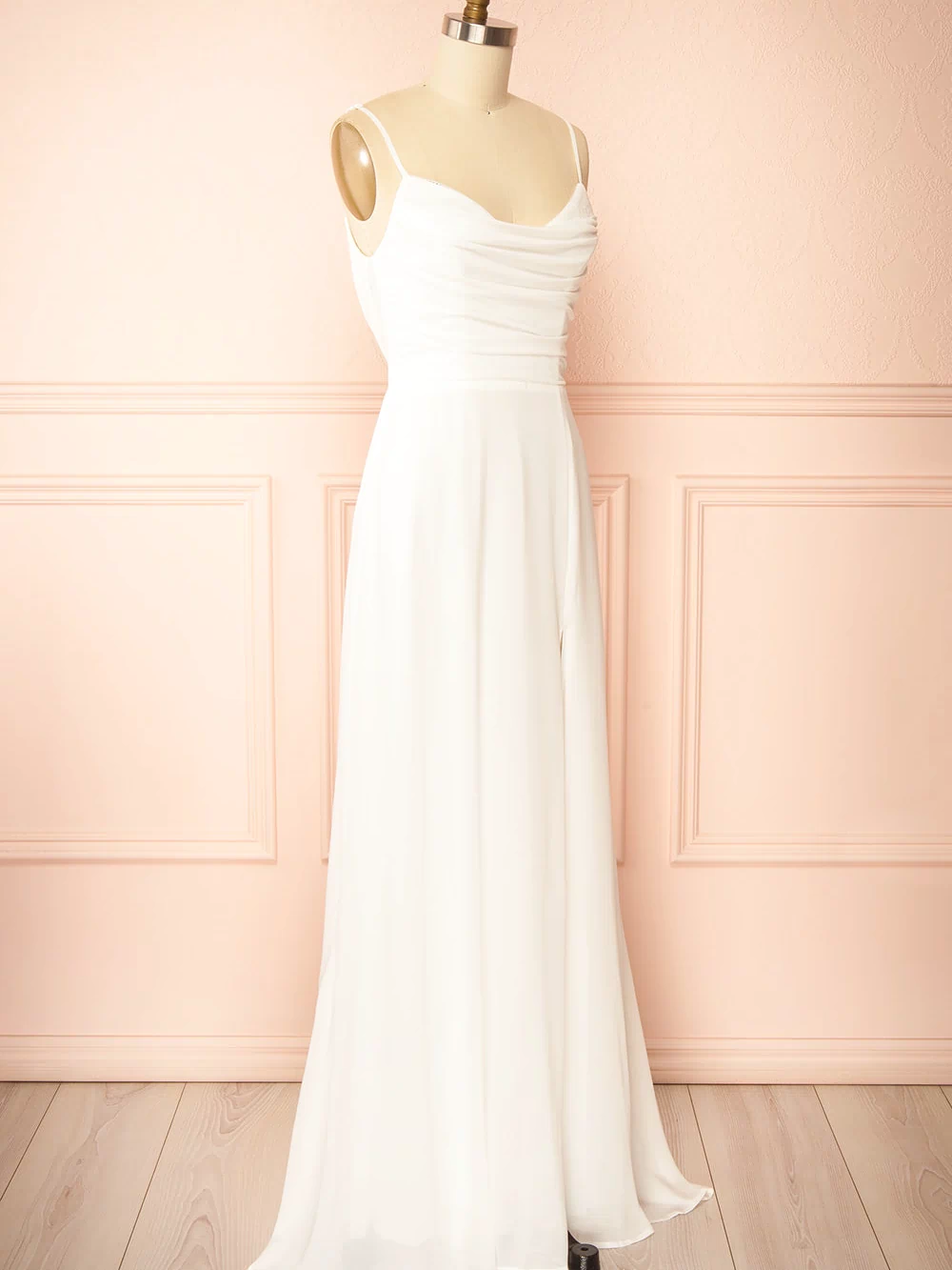 Khiara White A-Line Maxi Dress with Lace | Boudoir 1861 back view