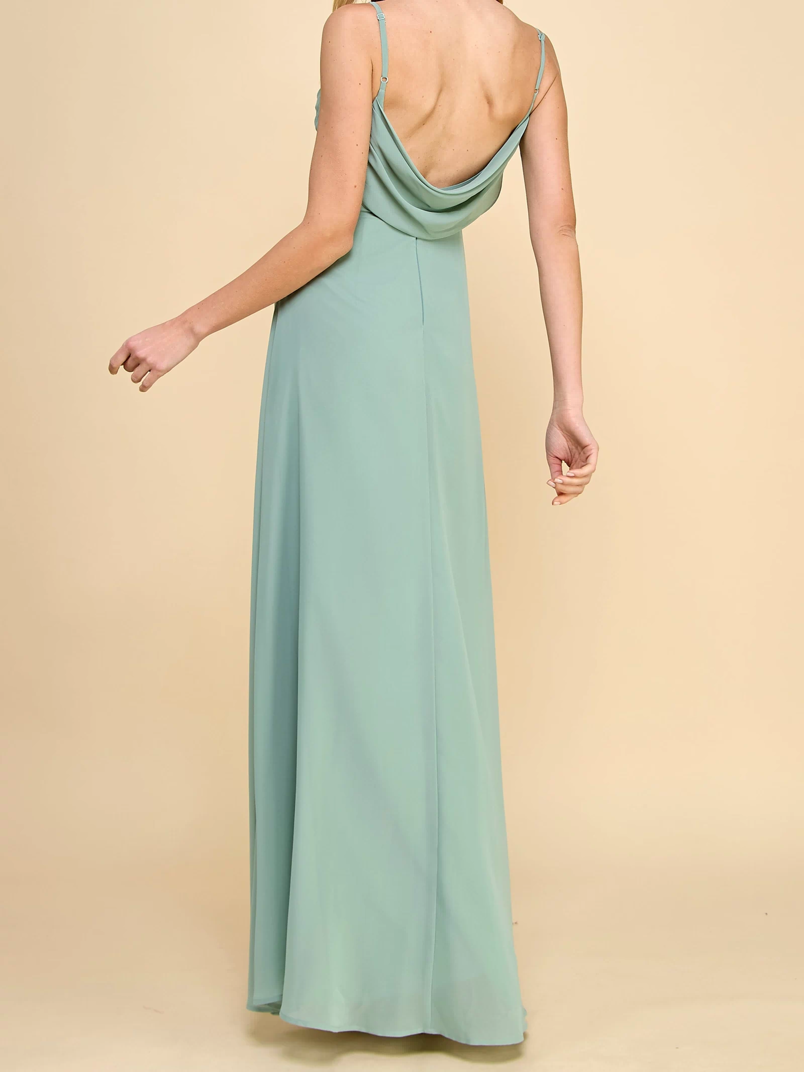 Kieran Sage A-Line Maxi Dress w/ Lace | Boutique 1861 model backview