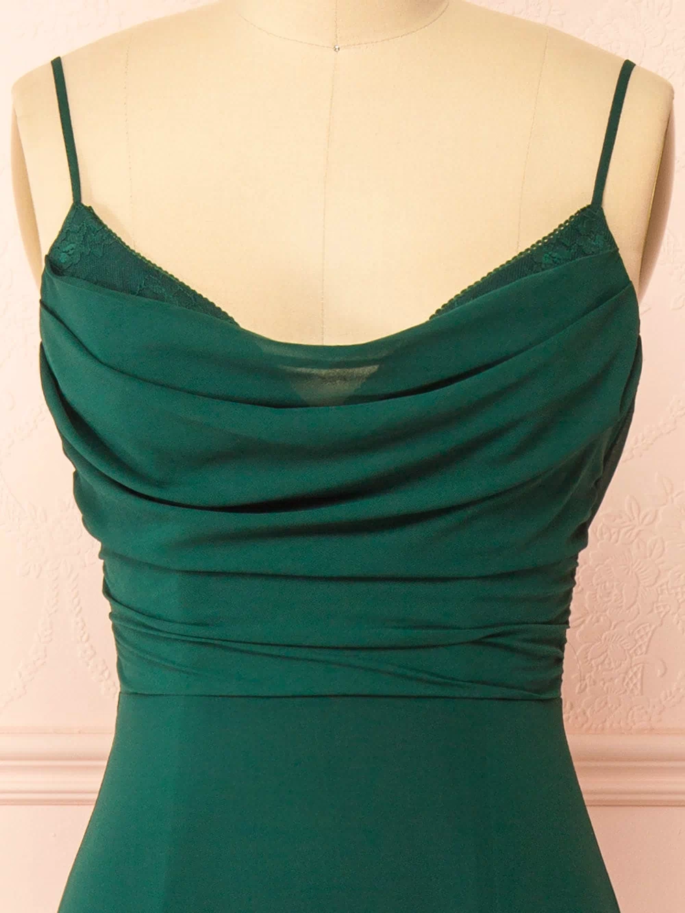 Kieran Green A-Line Maxi Dress w/ Lace | Boutique 1861 front
