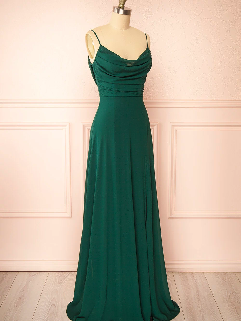 Kieran Green A-Line Maxi Dress w/ Lace | Boutique 1861 side view