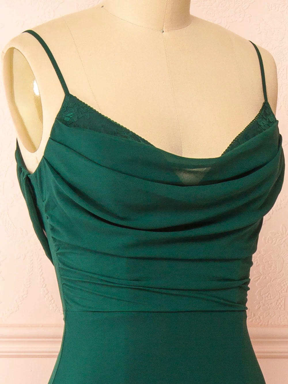Kieran Green A-Line Maxi Dress w/ Lace | Boutique 1861 side 