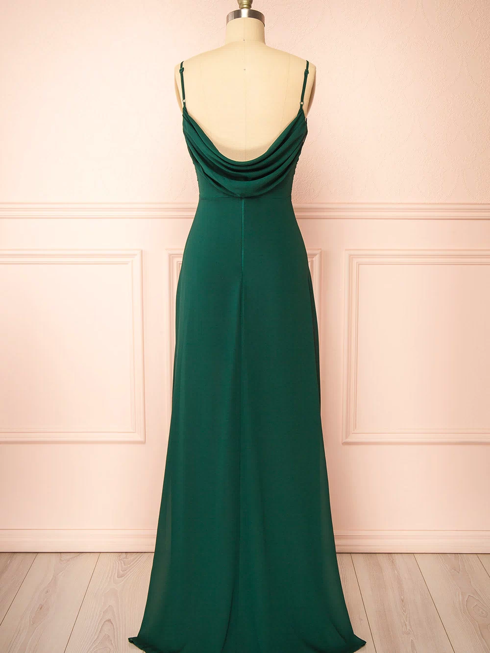 Kieran Green A-Line Maxi Dress w/ Lace | Boutique 1861 back view