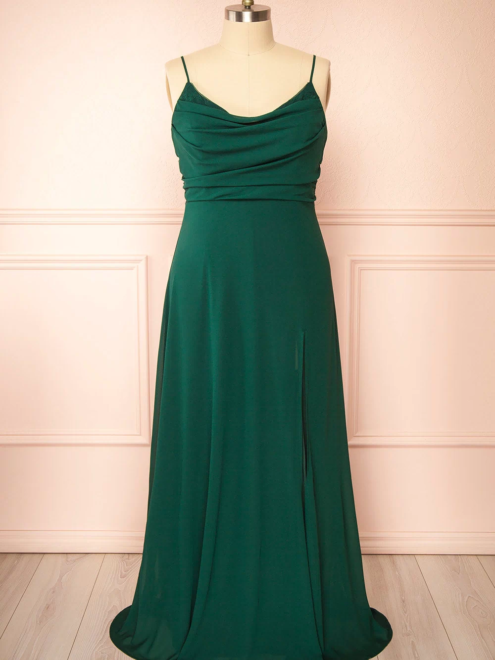 Kieran Green A-Line Maxi Dress w/ Lace | Boutique 1861 front plus size