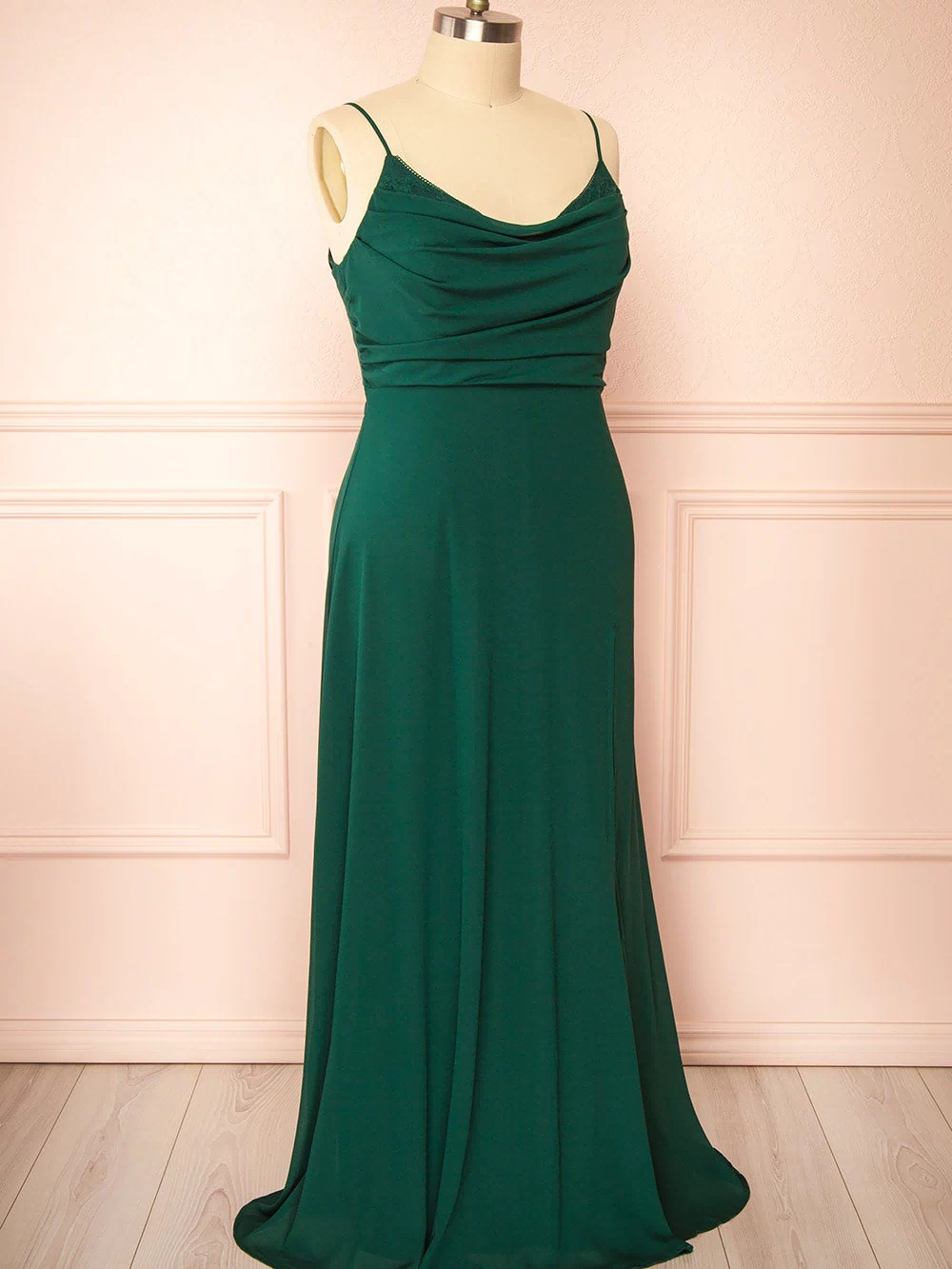 Kieran Green A-Line Maxi Dress w/ Lace | Boutique 1861 side plus size