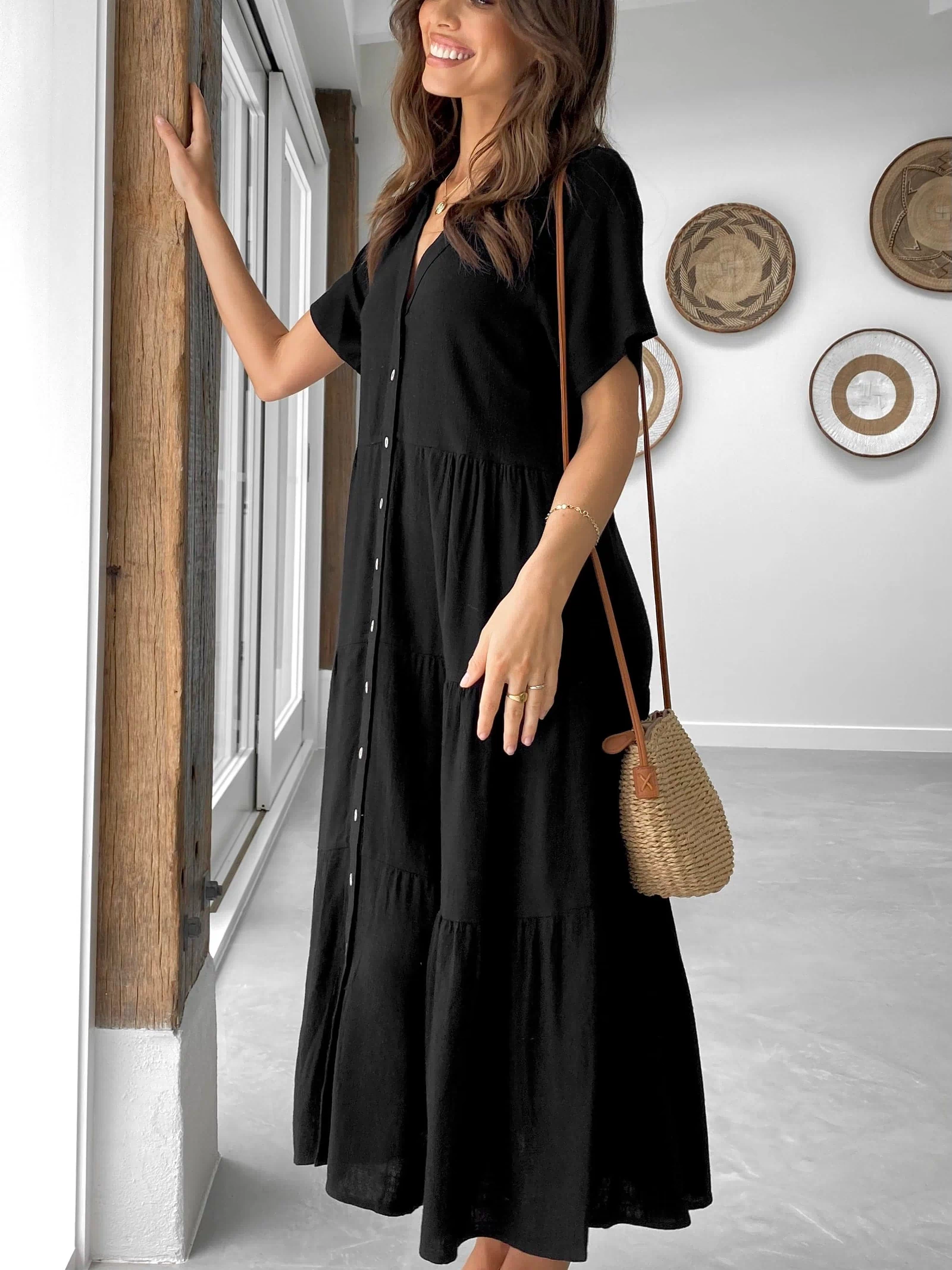 Kimberly Midi Dress - Black - Billy J