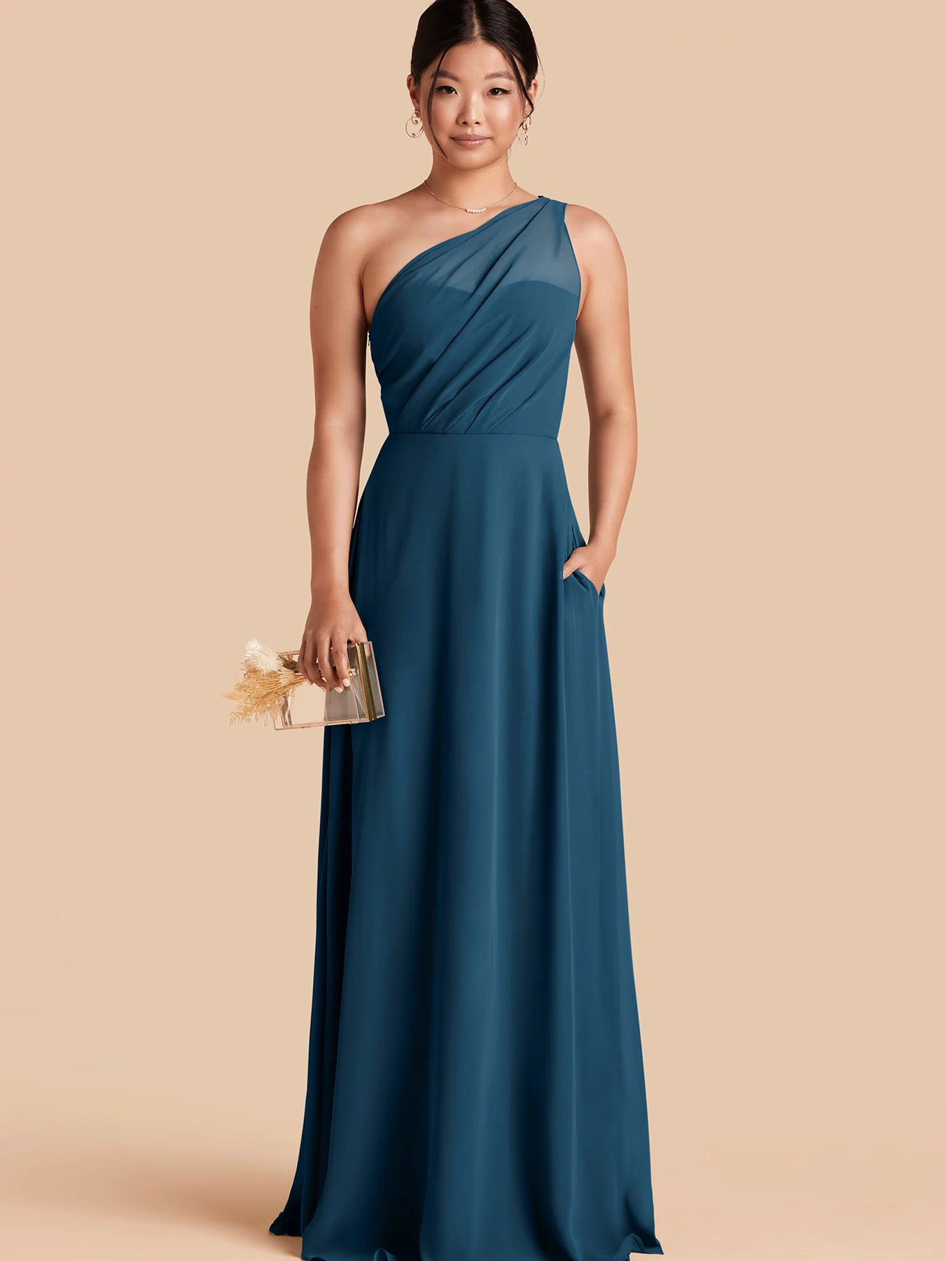 Dark Teal Kira Chiffon Dress by Birdy Grey